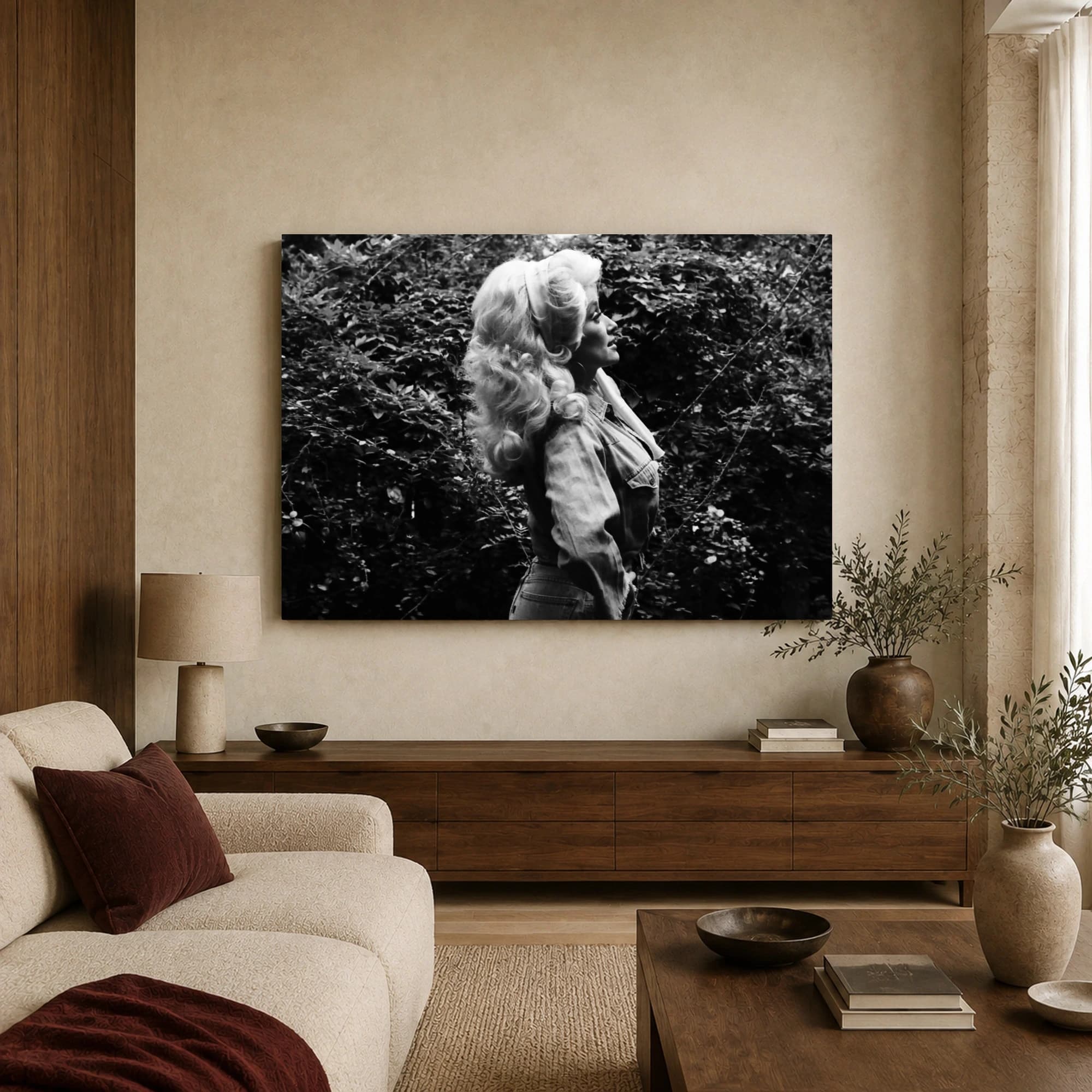 Dolly Parton Black and White Profile Portrait Wall Art, view 3