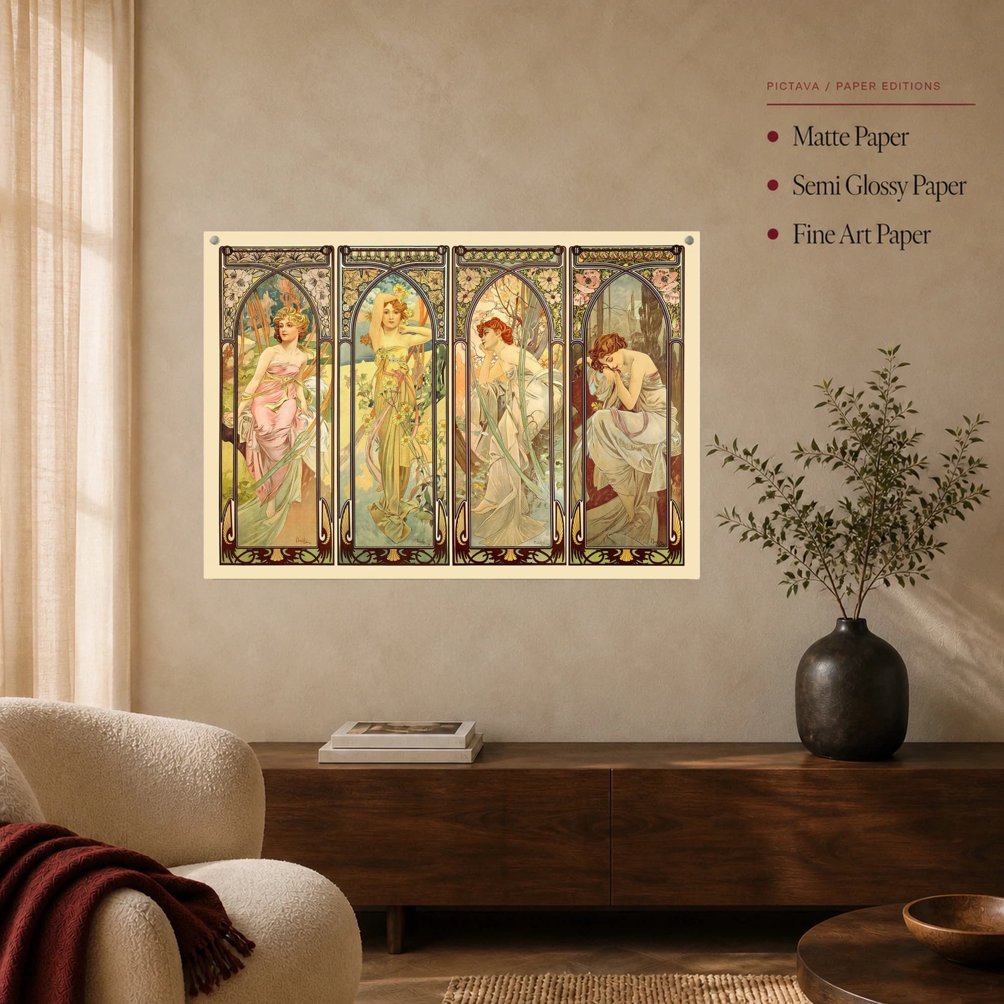 Alphonse Mucha The Times of the Day Four-Panel Vintage Art Print, view 4