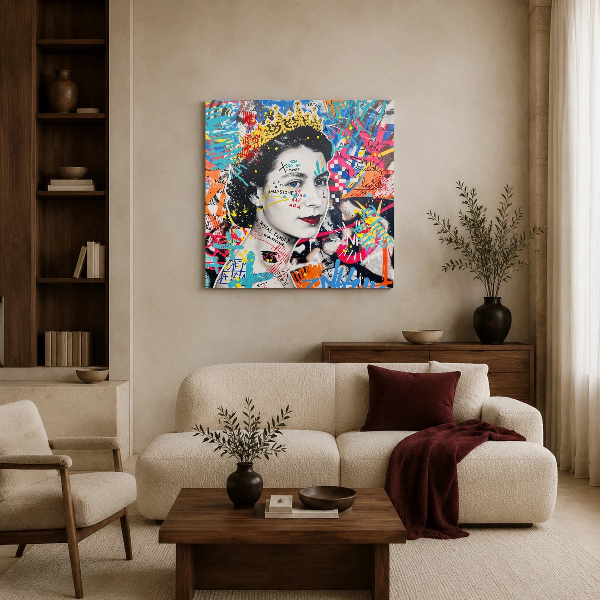 Royal Graffiti Queen Portrait Canvas Print, view 4