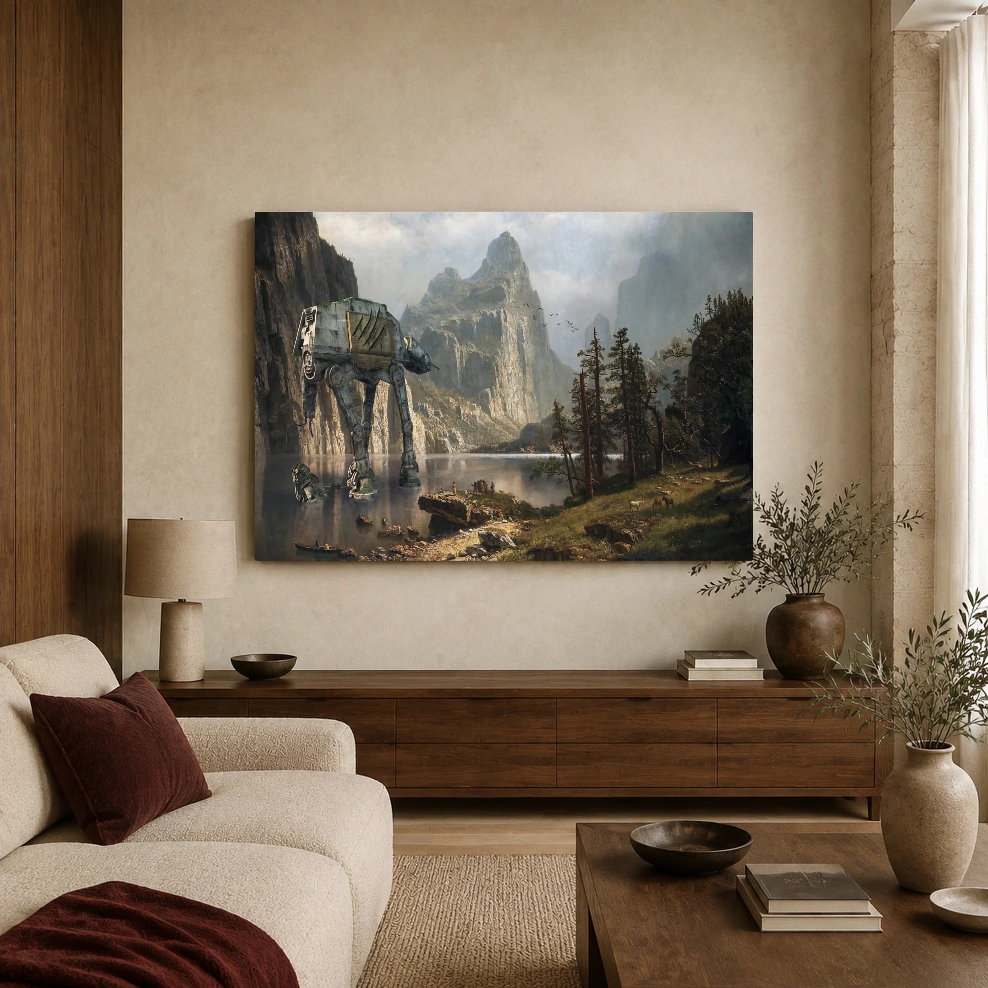 Sci-Fi Walker Mountain Landscape Canvas Art Print, view 3