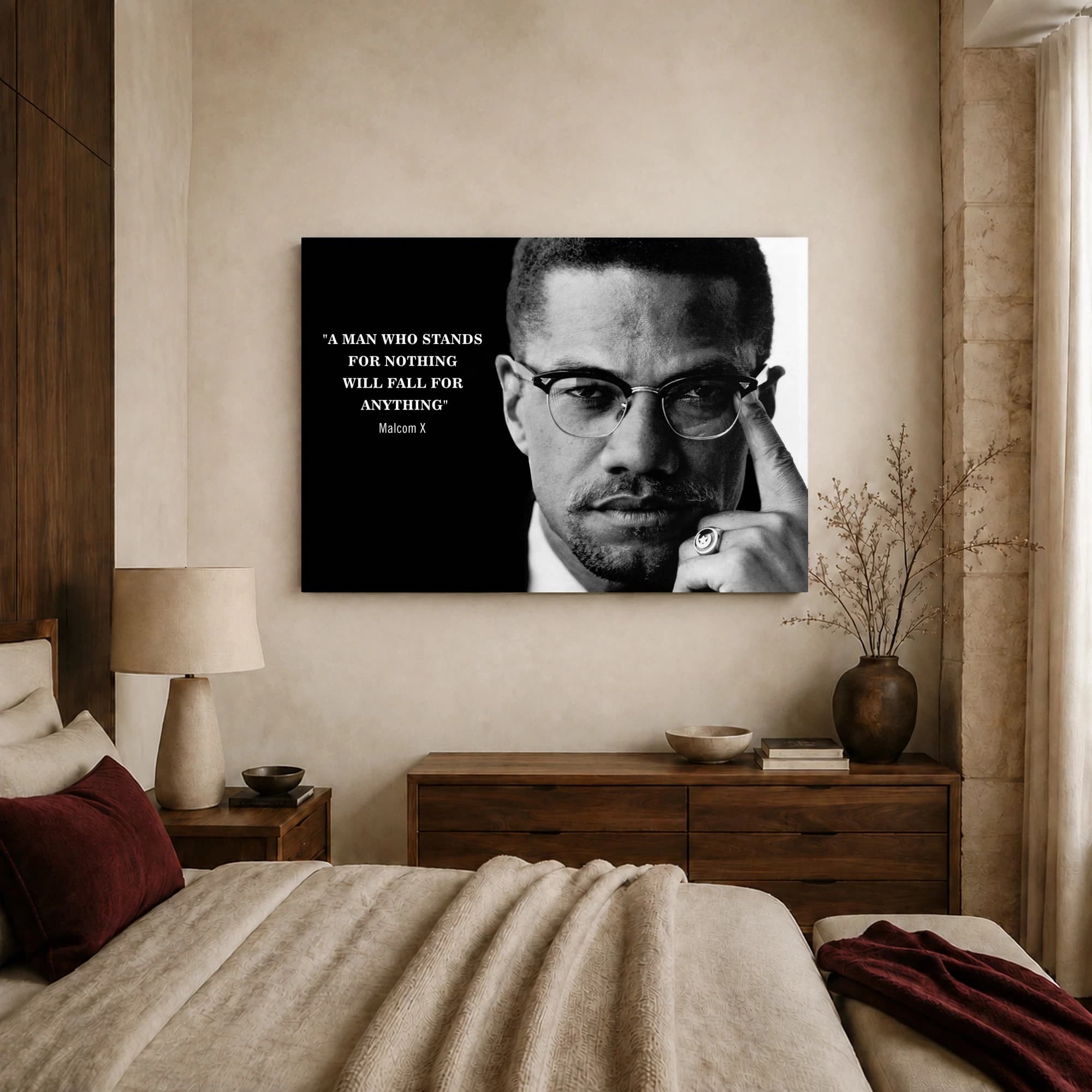 Malcolm X Quote Black and White Wall Art, view 8