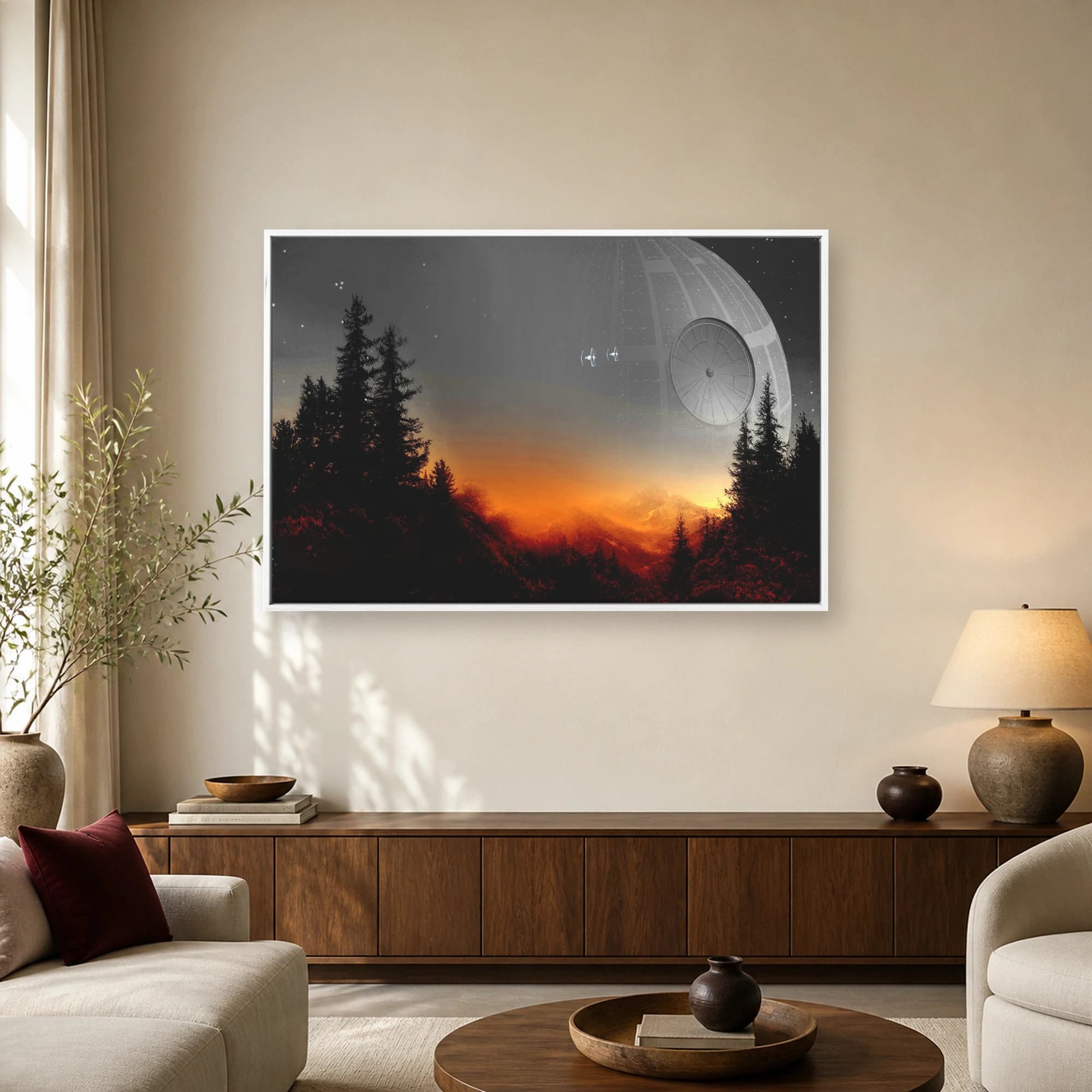 Death Star Over Forest Sci-Fi Movie Wall Art, view 2