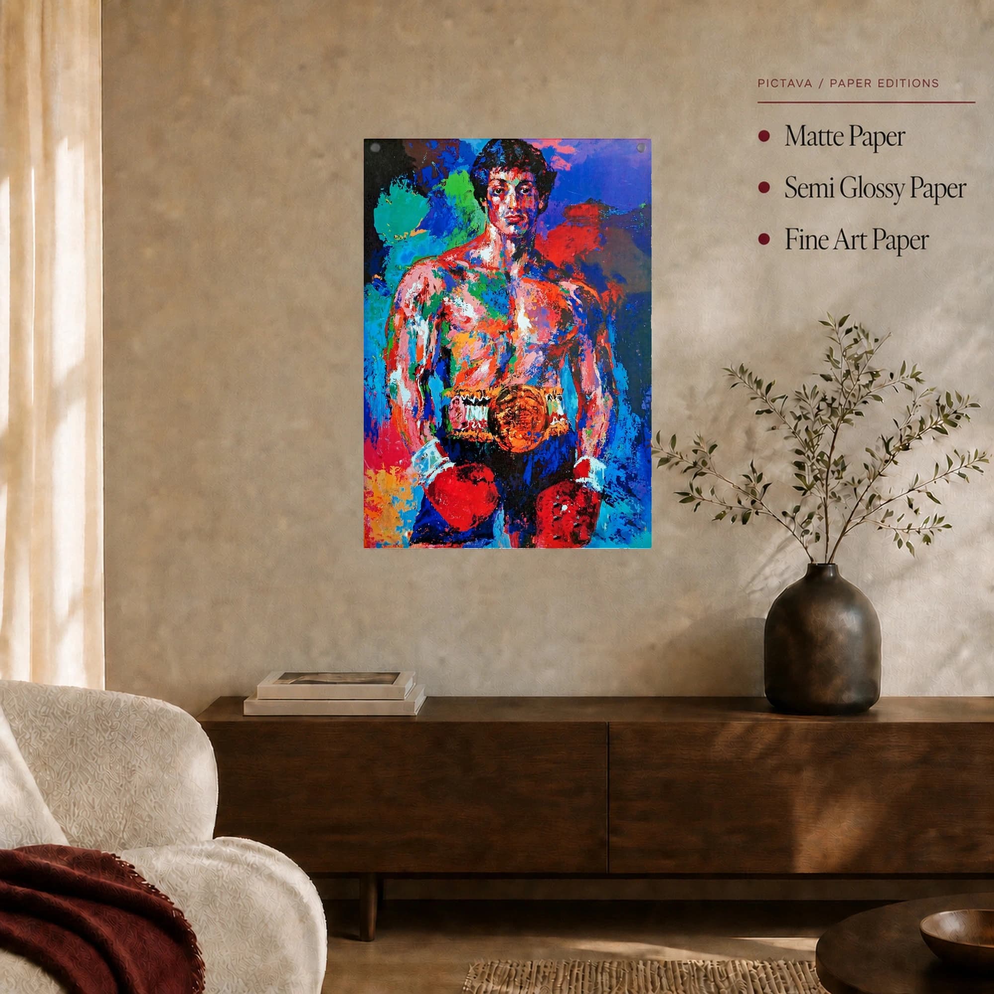 Rocky Champion Boxer Colorful Impasto Wall Art, view 4