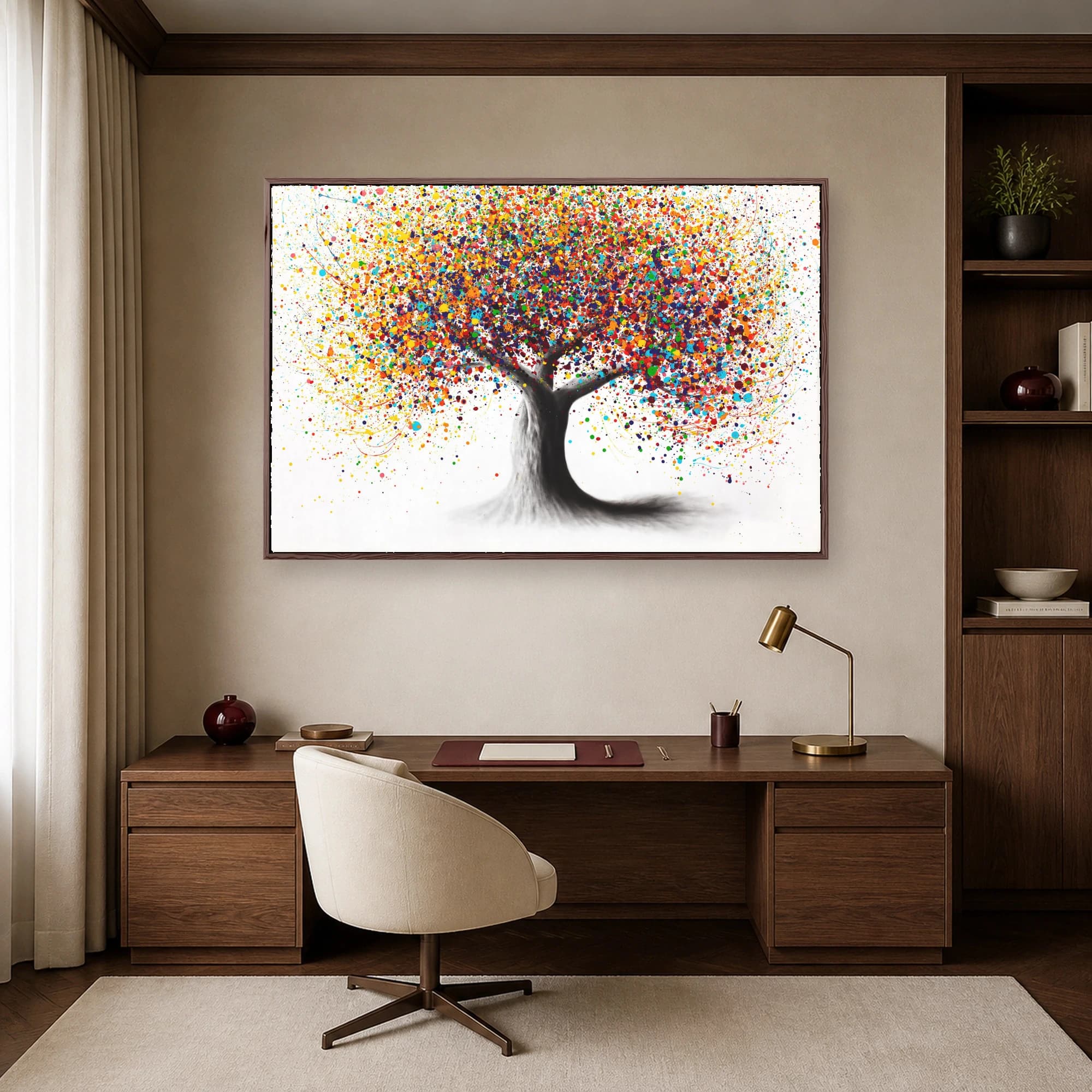 Vibrant Colorful Tree Splatter Art Print, view 6