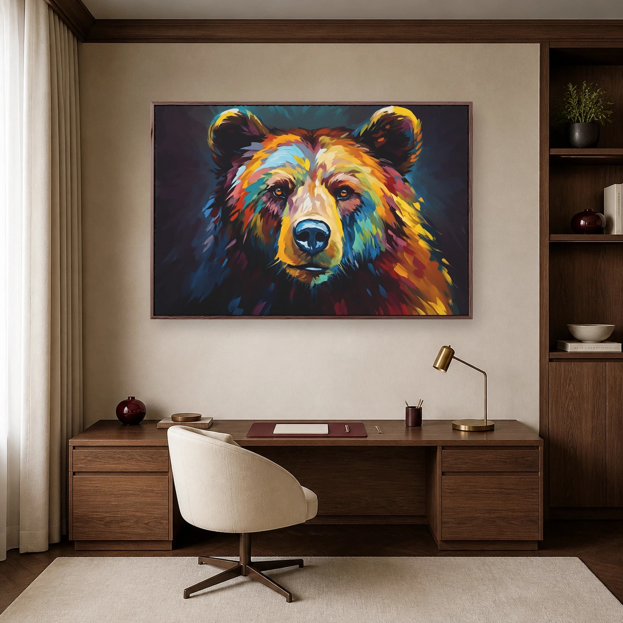 Prismatic Grizzly Bear Impasto Canvas Print, view 6