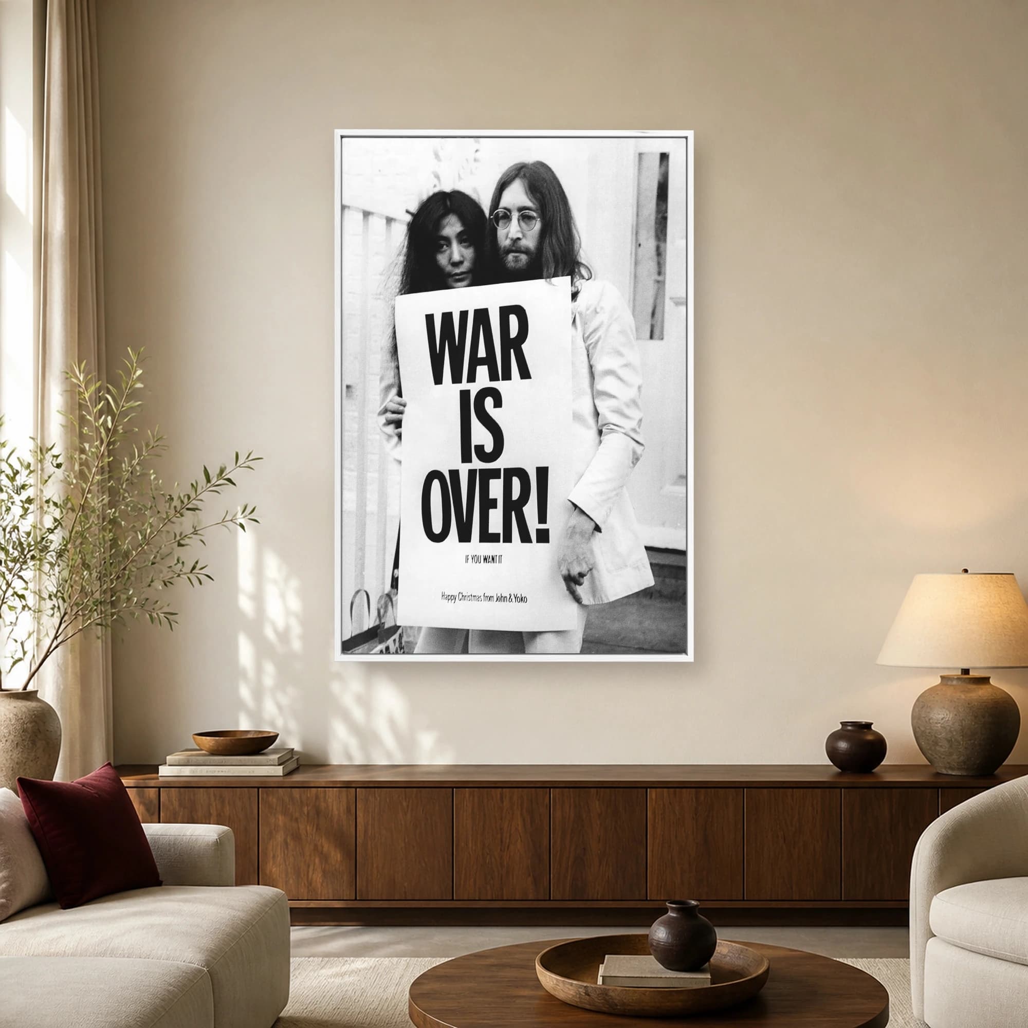 John Lennon and Yoko Ono War Is Over Peace Poster Print, view 2