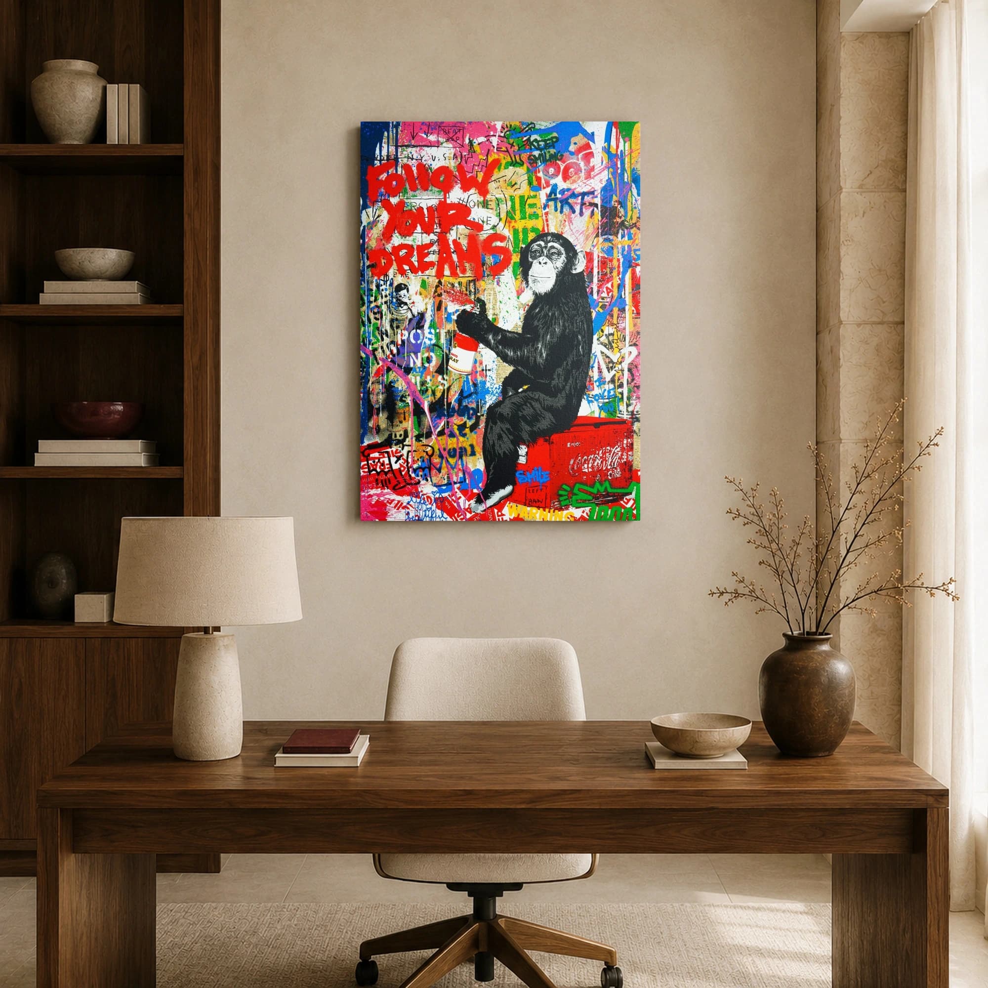Graffiti Chimpanzee Street Art Canvas Print, view 8