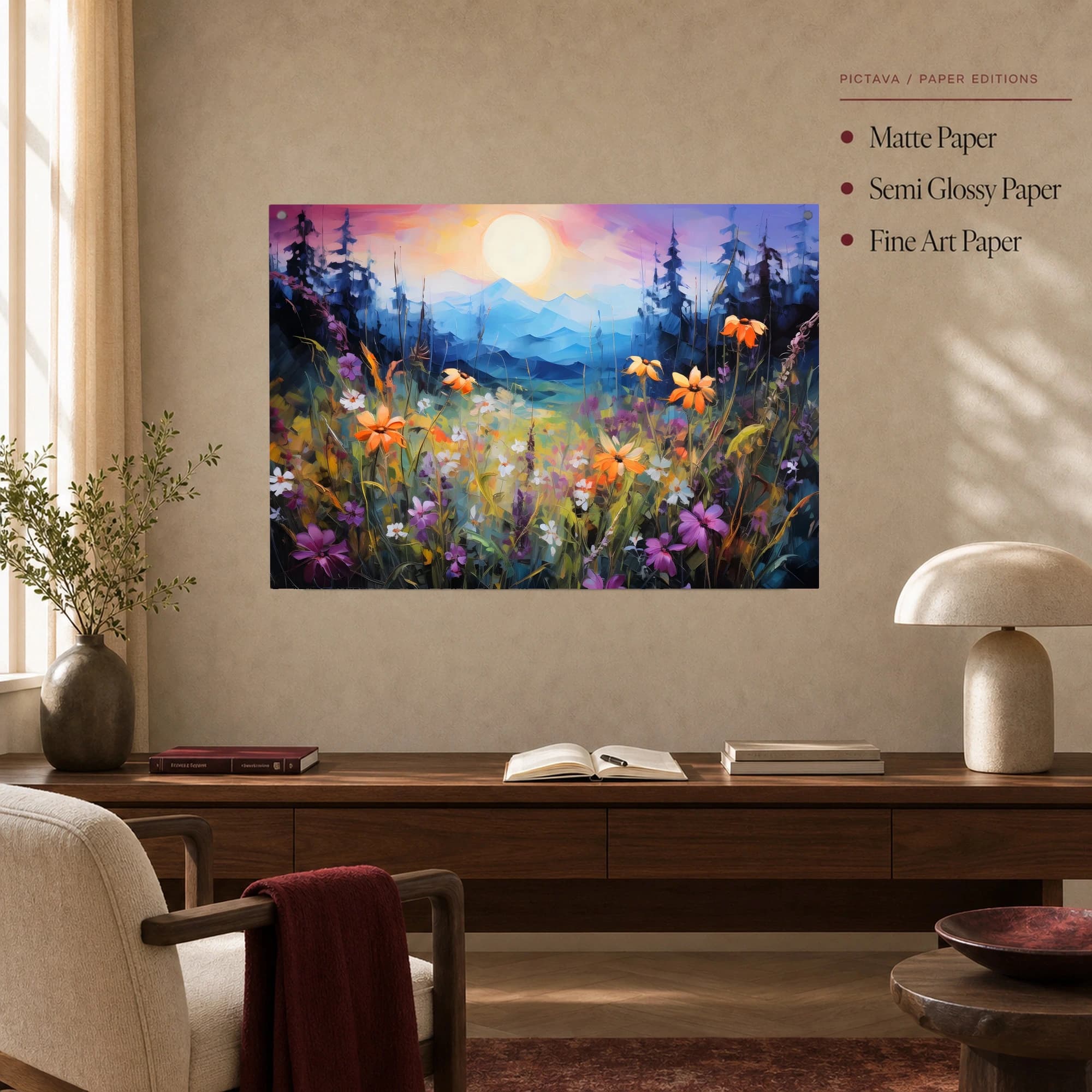 Alpine Meadow Sunrise Landscape Wall Art, view 4