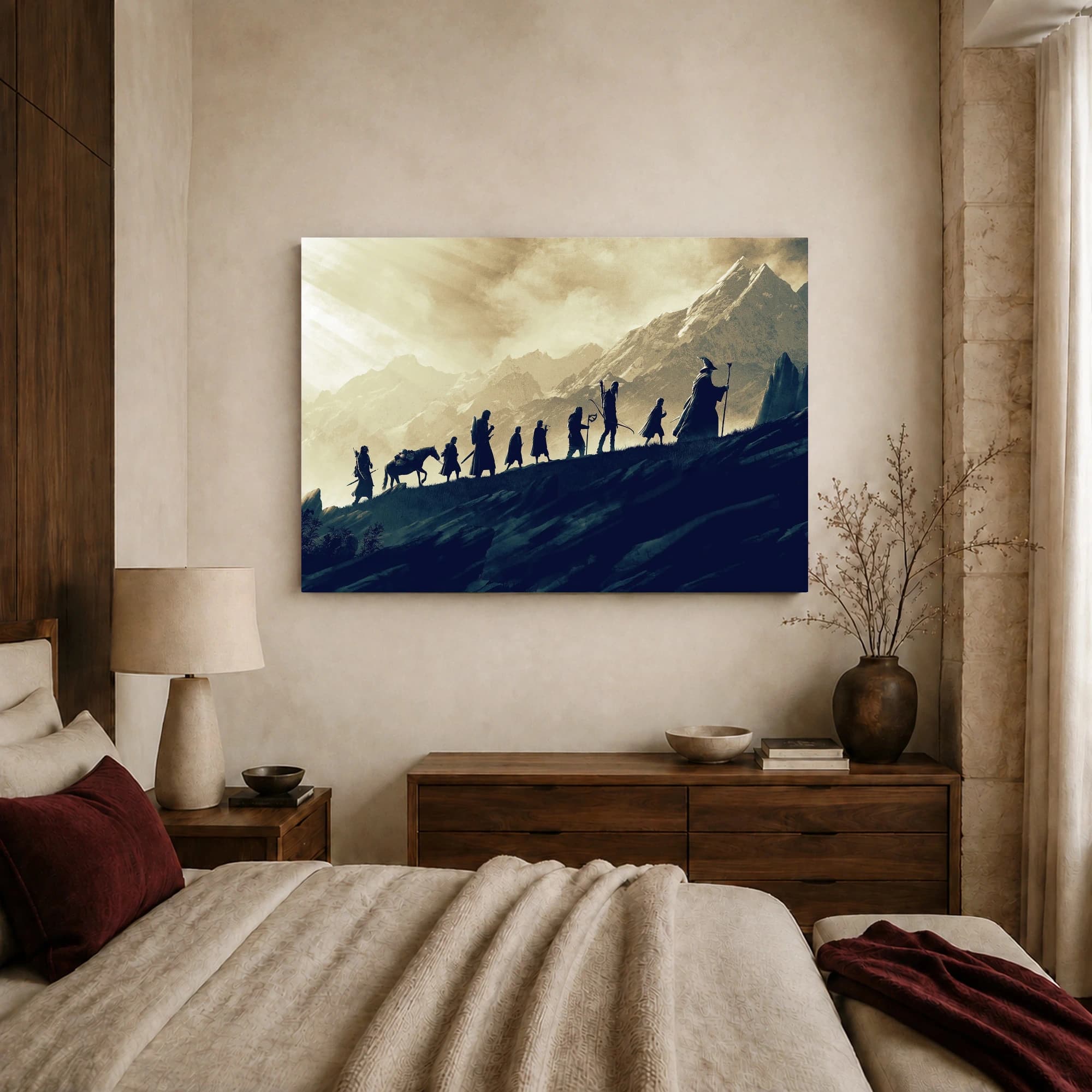 Journey of the Fellowship Epic Fantasy Mountain Landscape Wall Art, view 7