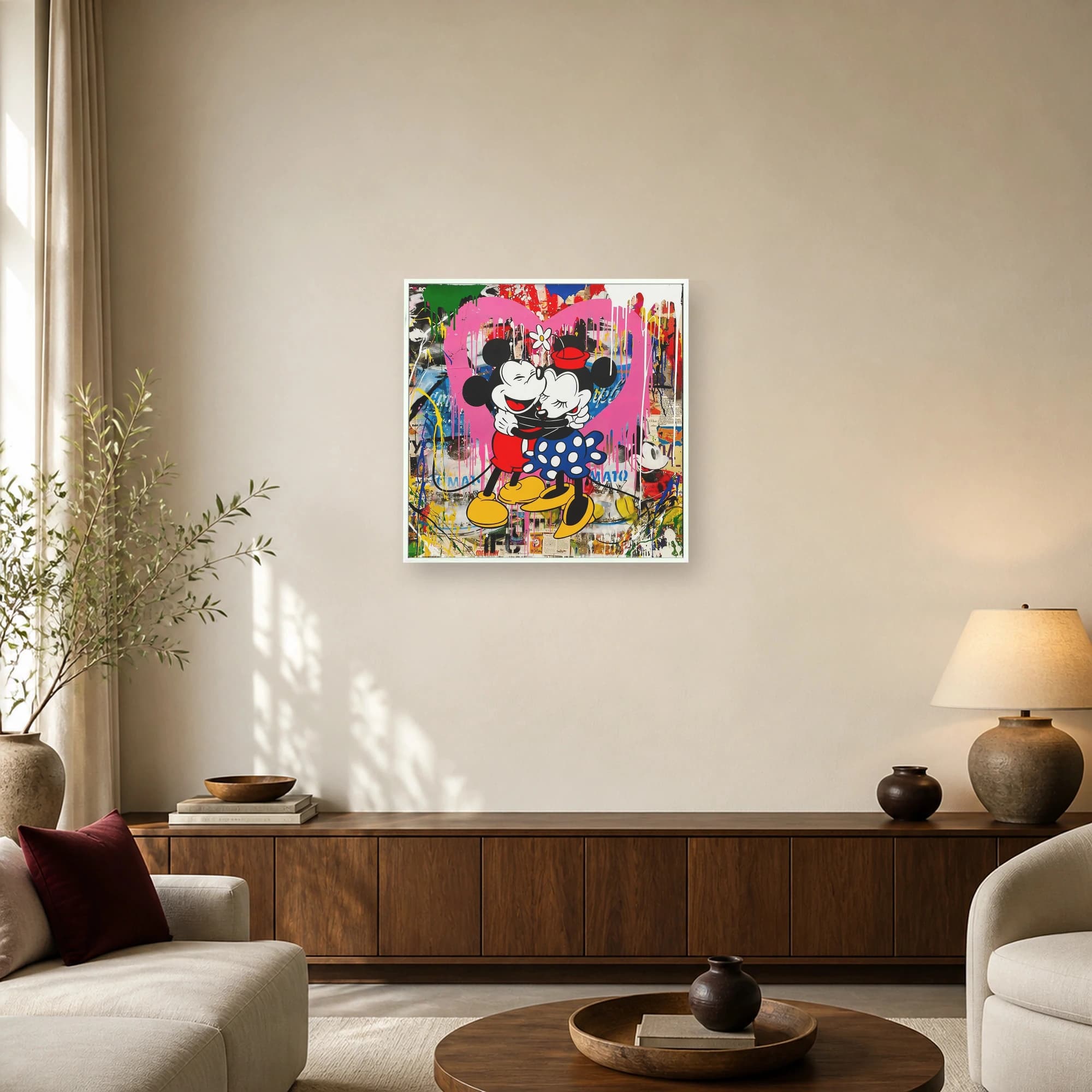 Mickey and Minnie Pop Art Canvas Print - Urban Romance Wall Art, view 5