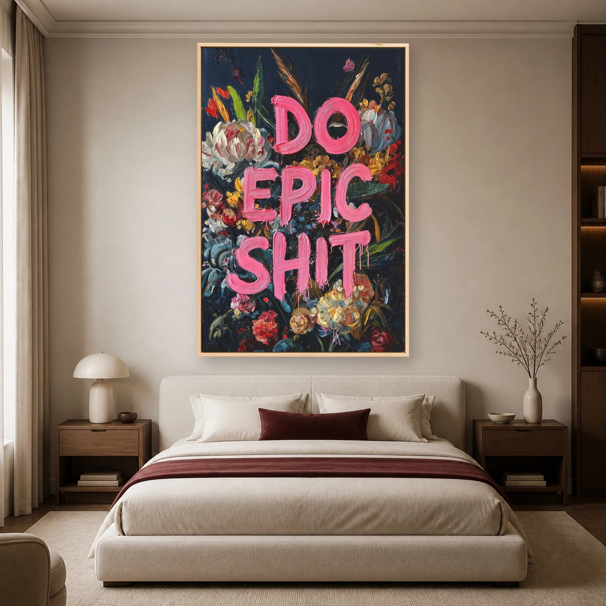 Do Epic Sh*t Bold Floral Typographic Wall Art Canvas, view 6
