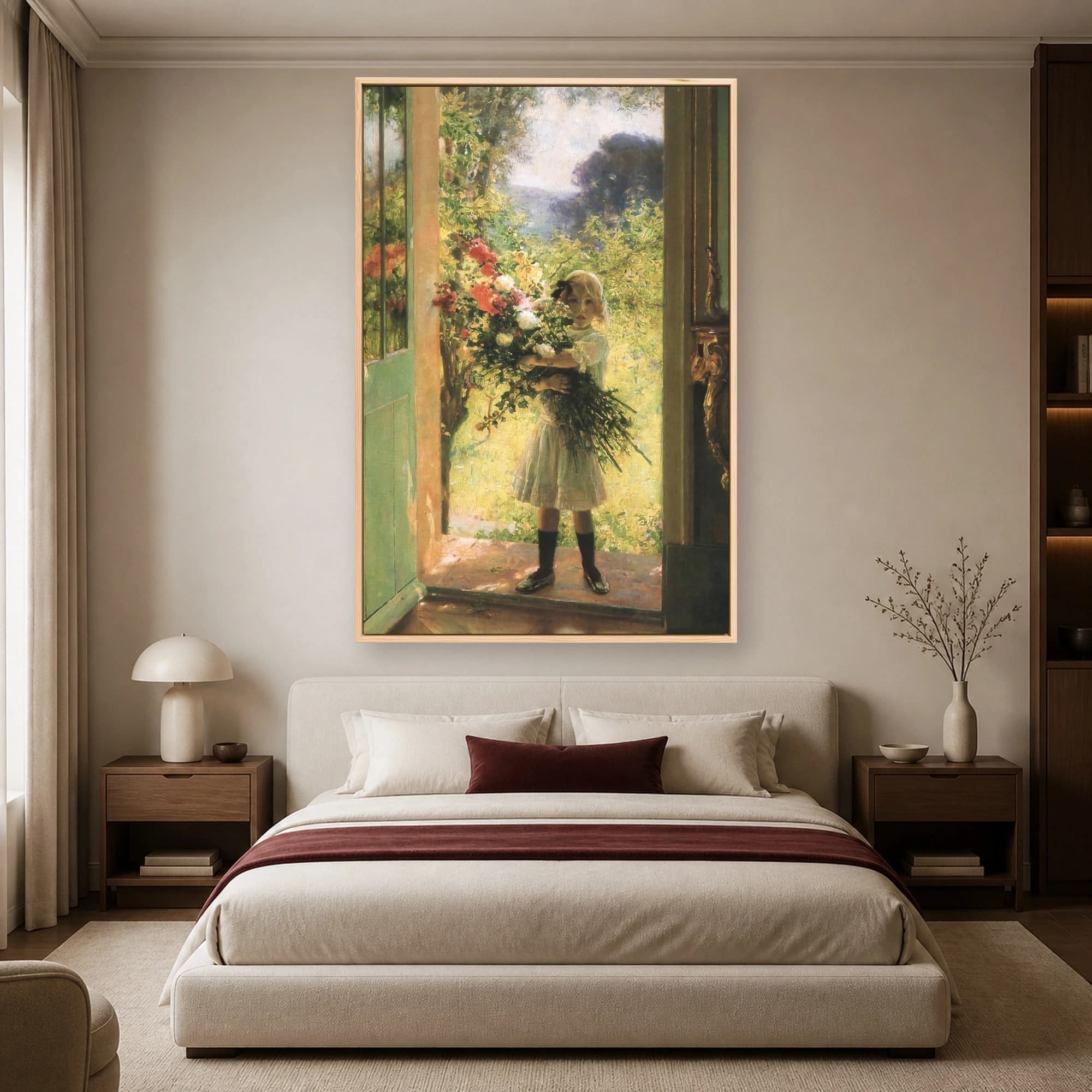 Girl with Wildflowers Garden Print Impressionist Art, view 5