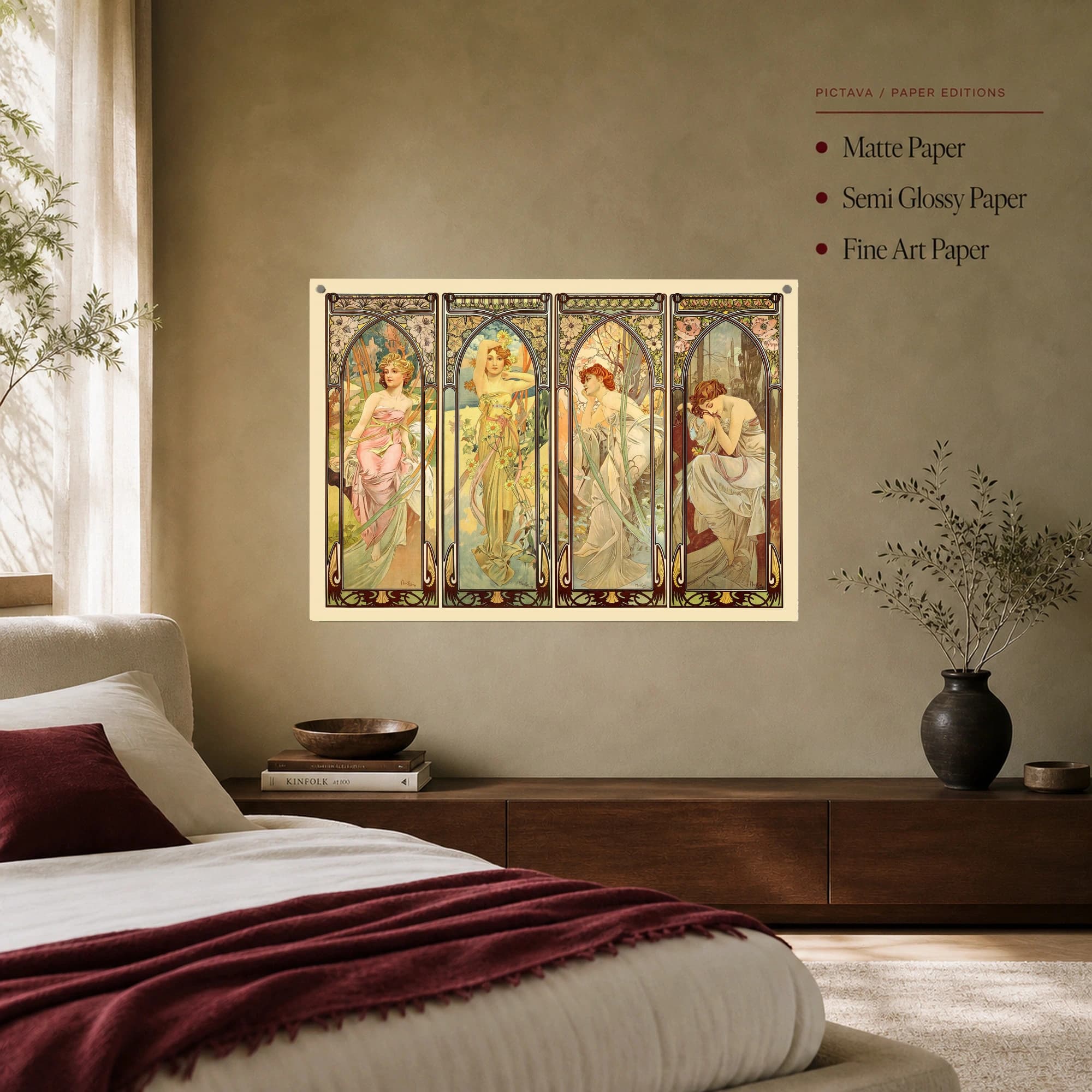 Alphonse Mucha The Times of the Day Four-Panel Vintage Art Print, view 8