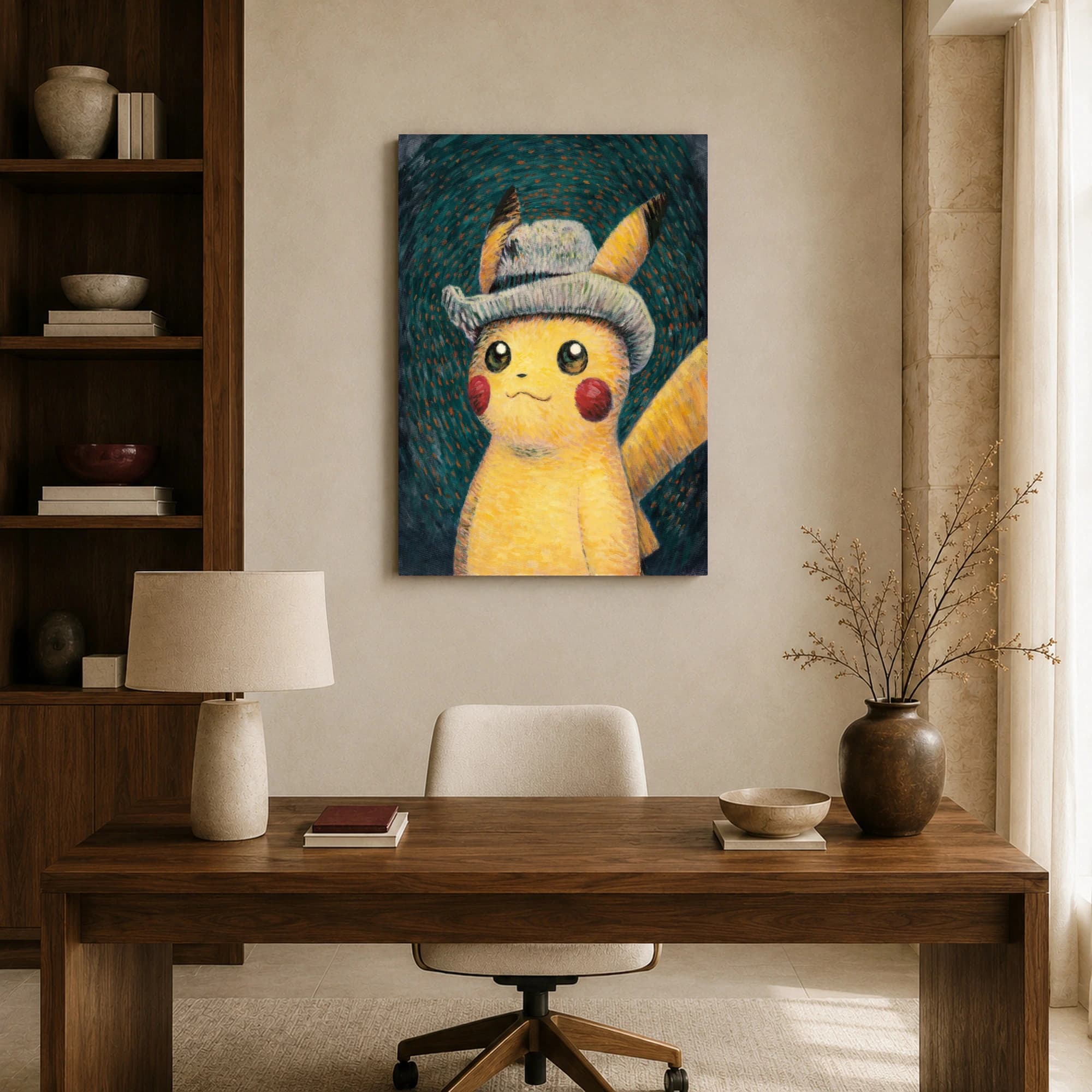 Van Gogh Style Pikachu Portrait Canvas Art, view 8
