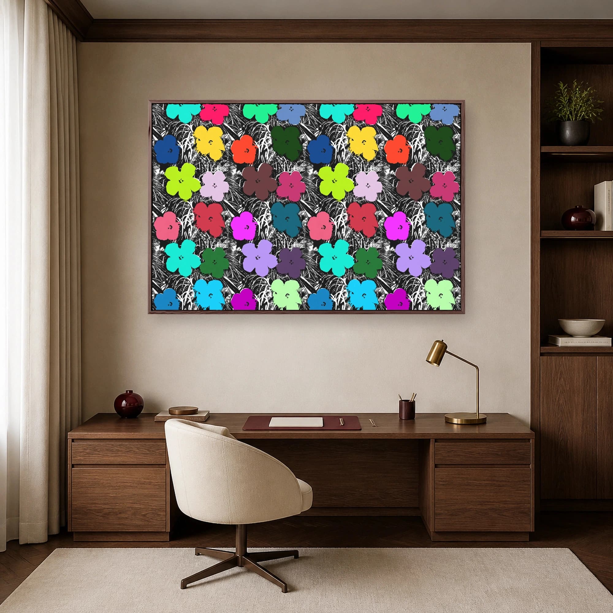 Neon Flower Grid Pop Art Canvas Print, view 6