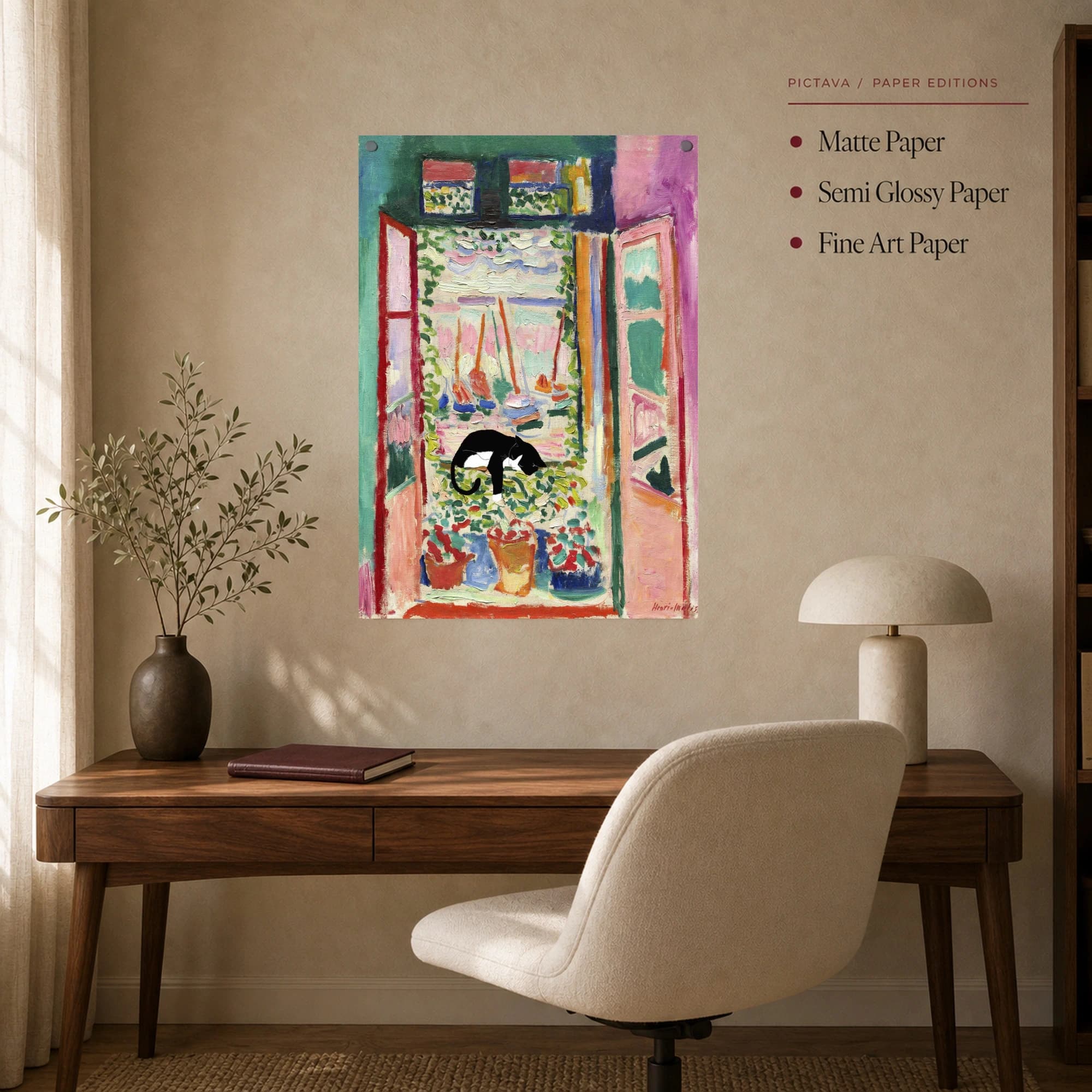 Henri Matisse Style Window Print with Sleeping Cat, view 8