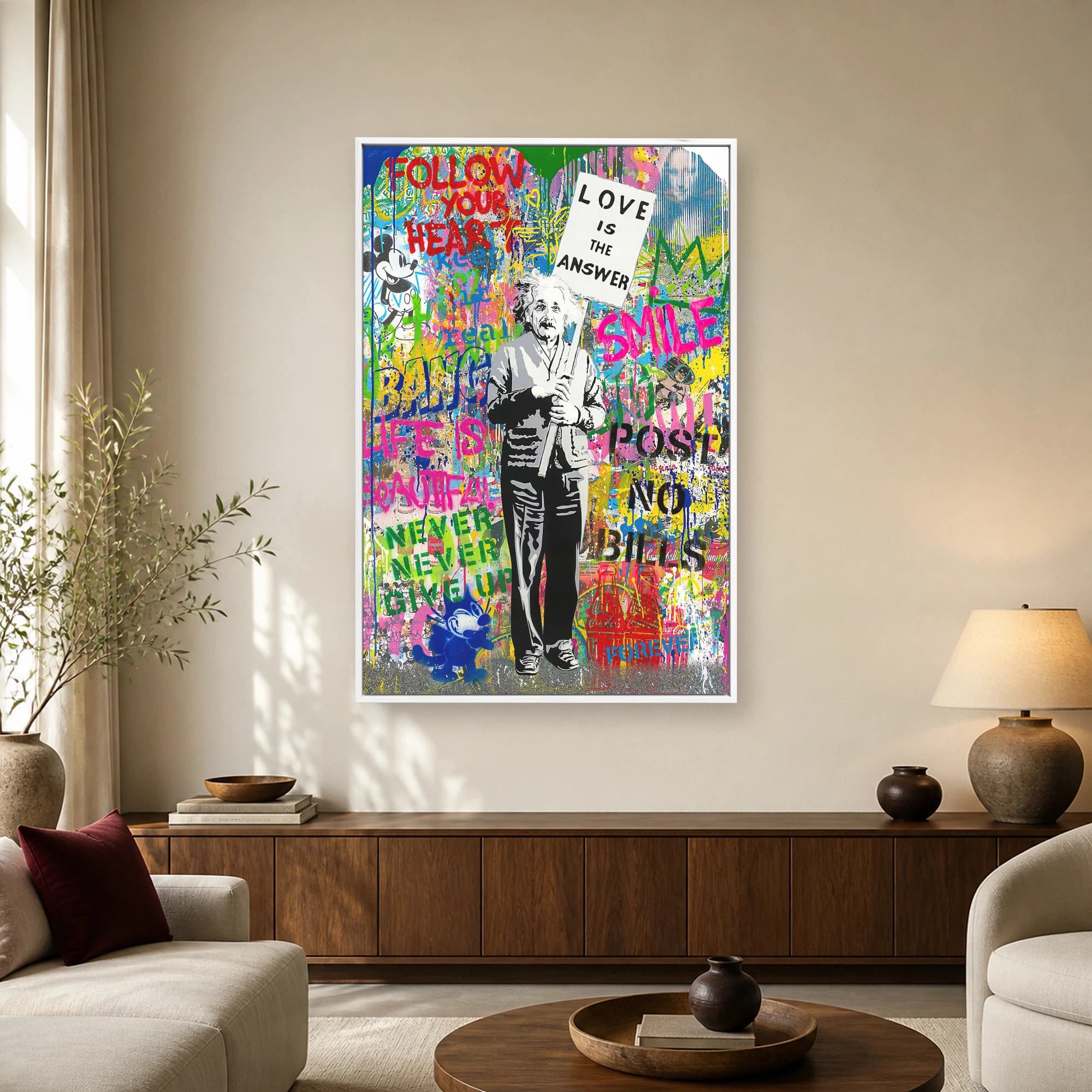 Albert Einstein Love Is The Answer Pop Art Canvas, view 2