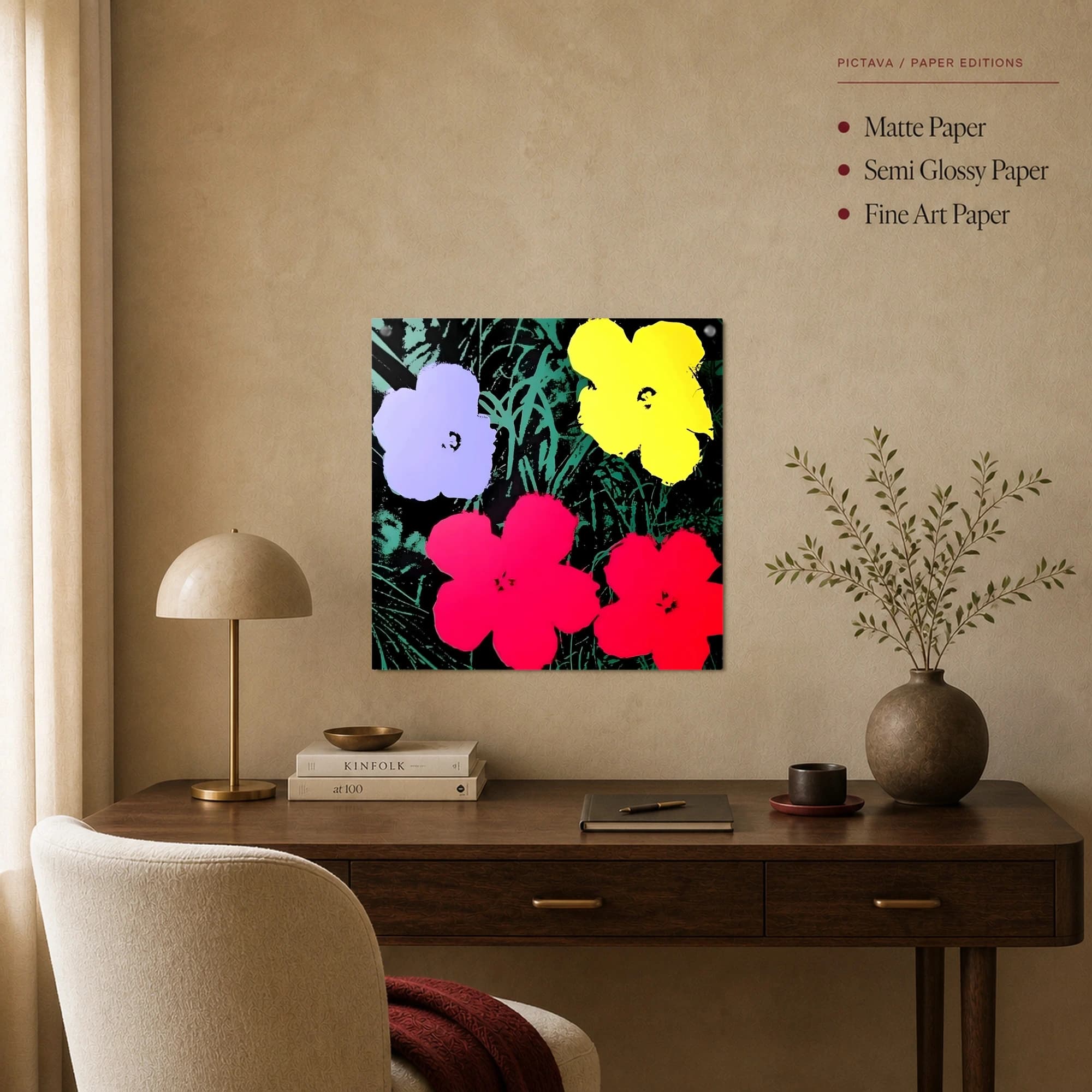 Vibrant Pop Art Floral Wall Art Print, view 3
