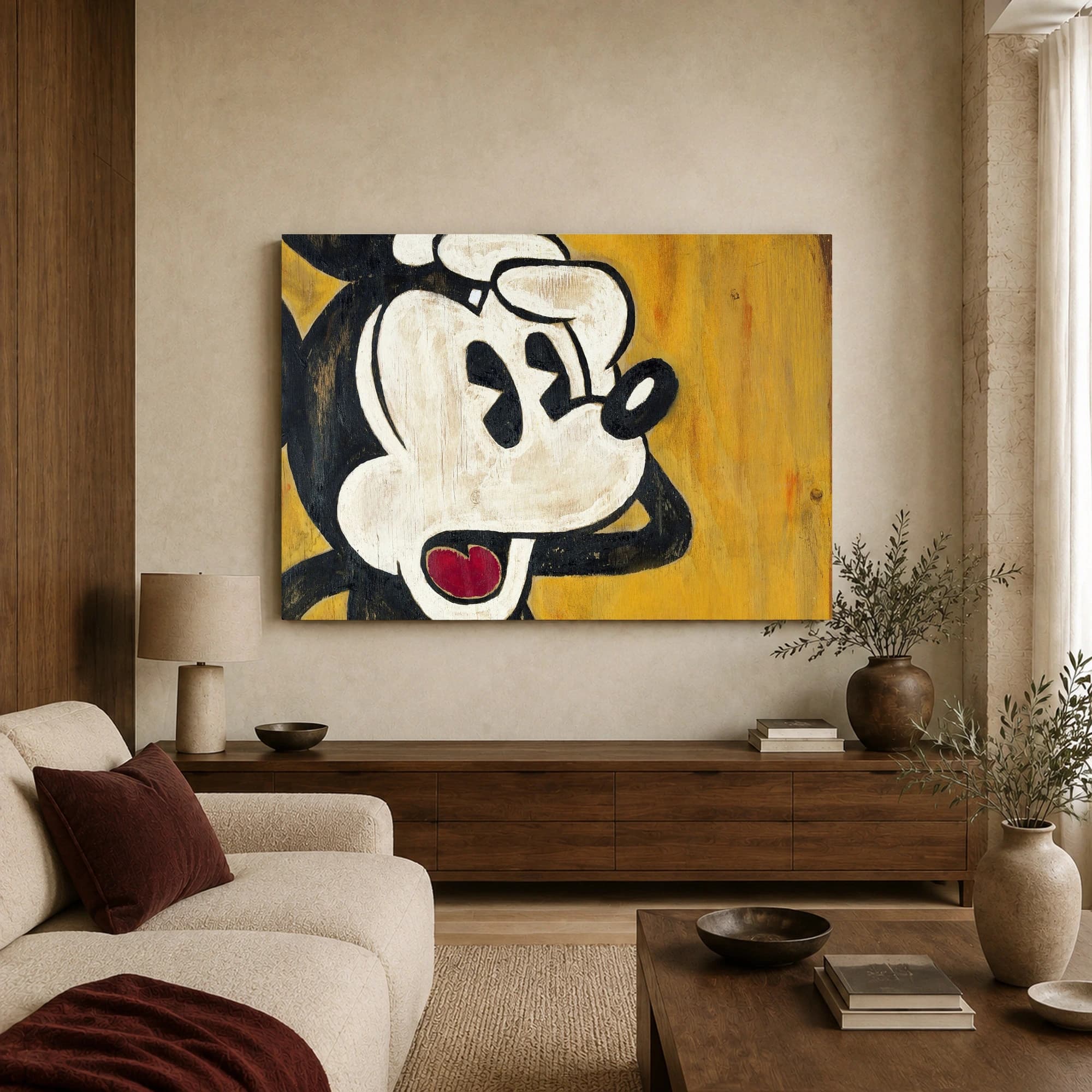 Vintage Mickey Mouse Wooden Wall Art Print, view 3