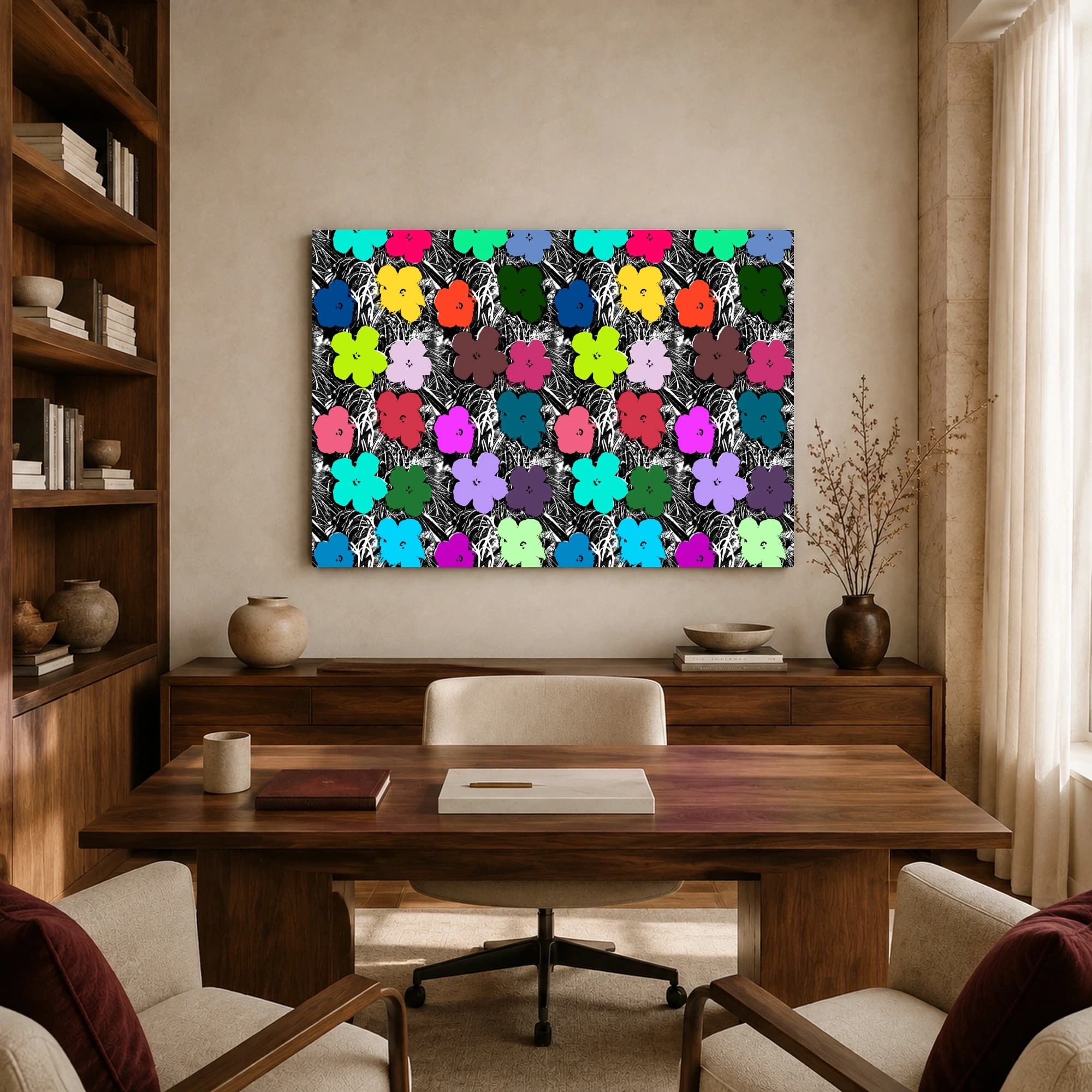 Neon Flower Grid Pop Art Canvas Print, view 8