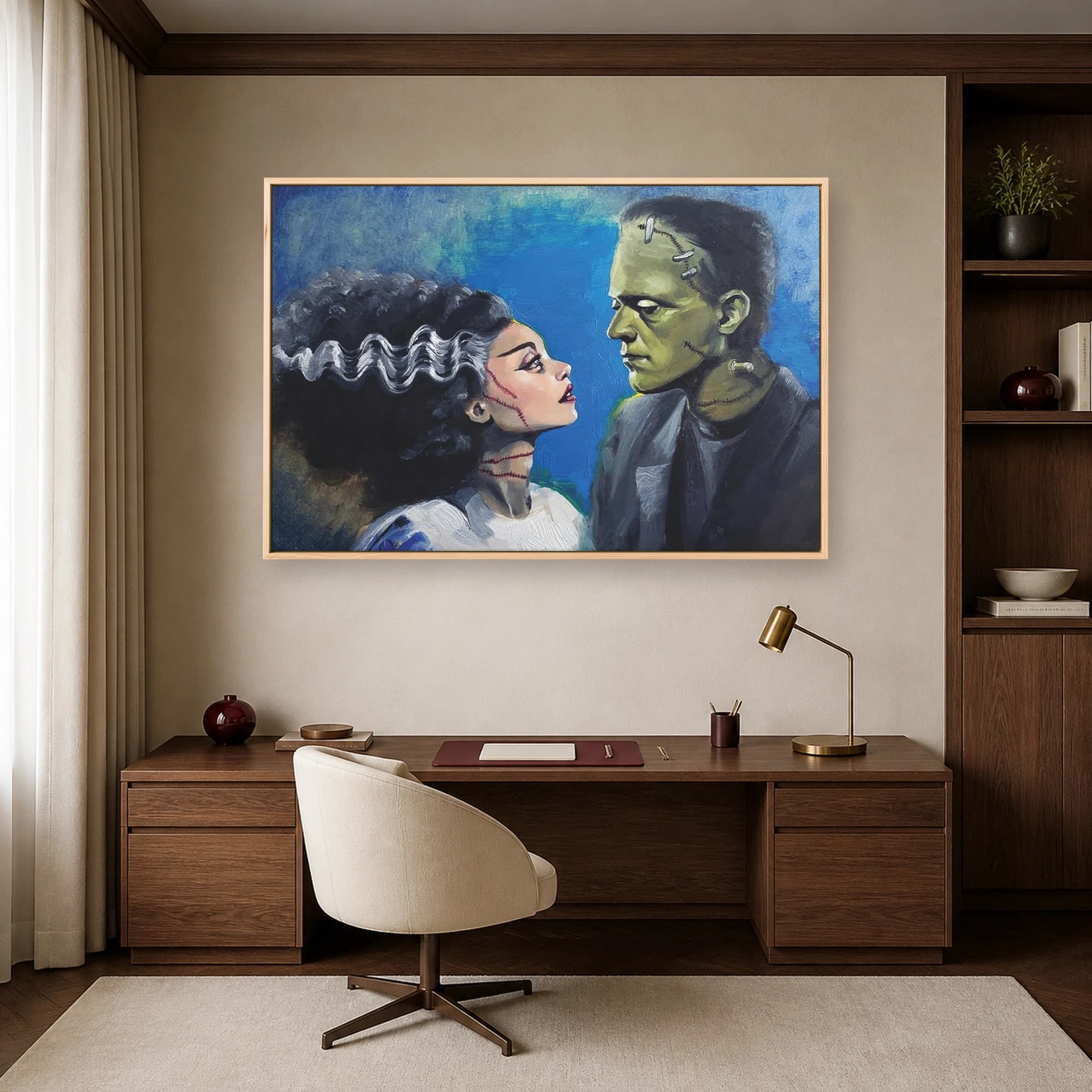 Frankenstein and Bride Romantic Portrait Canvas Print, view 6