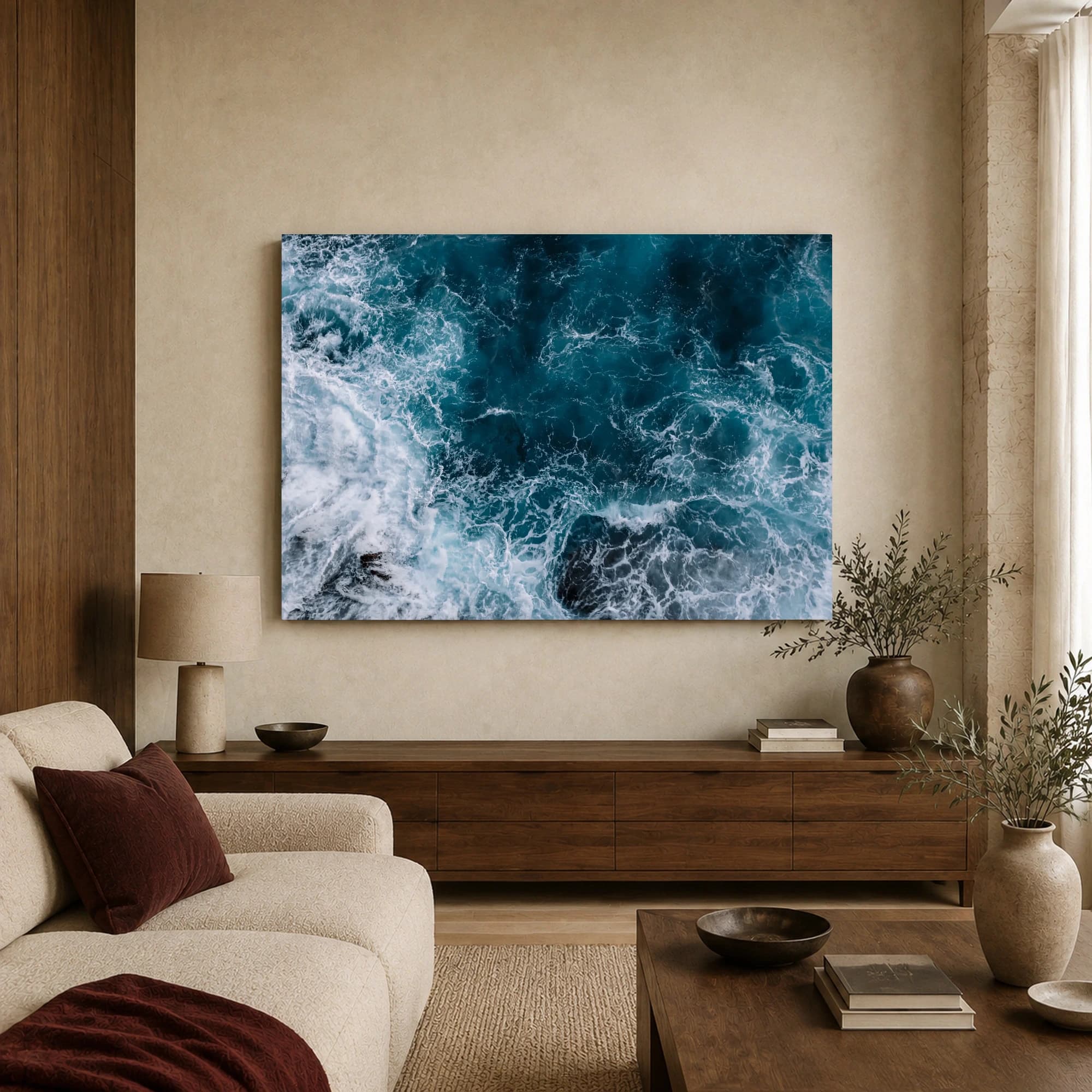 Azure Tides Aerial Ocean Waves Canvas Print, view 2