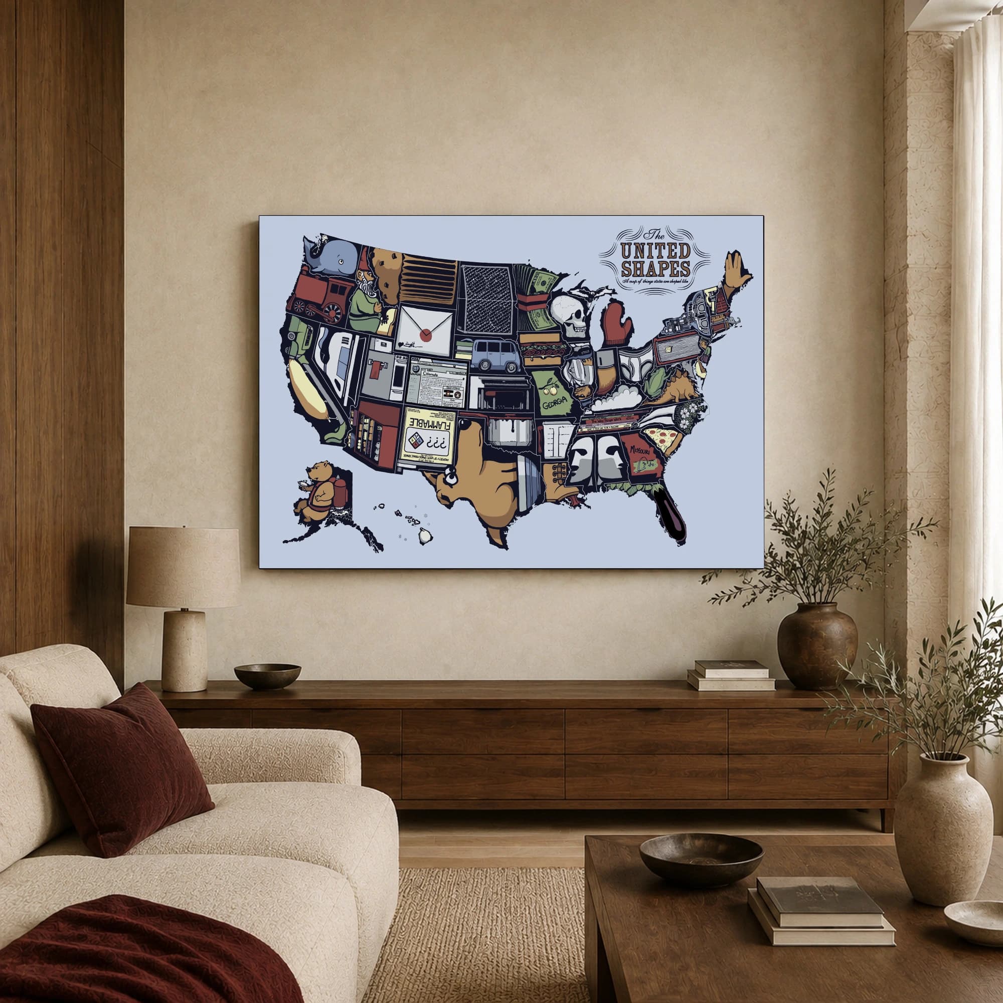 The United Shapes Whimsical Map Art Print, view 3