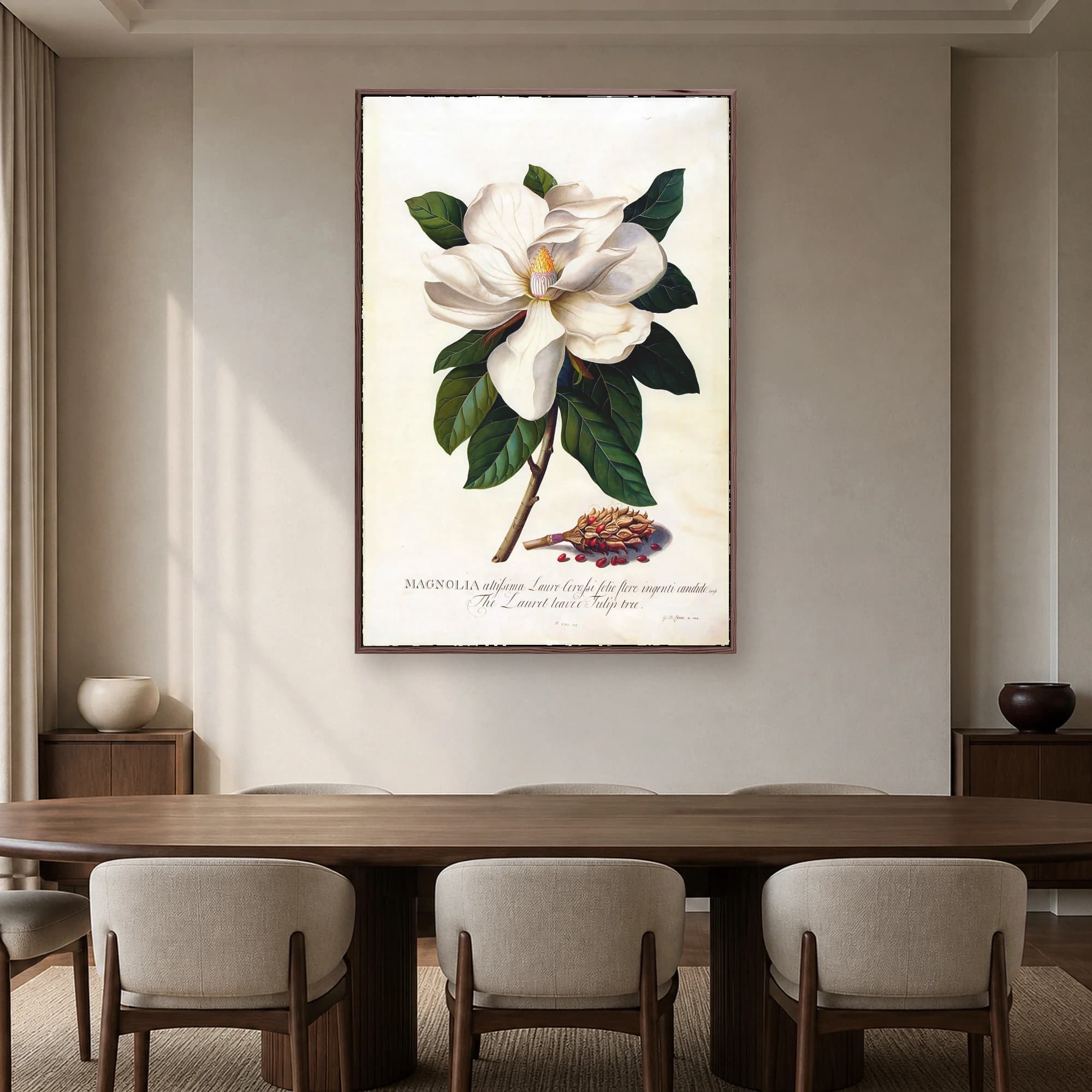 Vintage Botanical Magnolia Flower Print, view 3