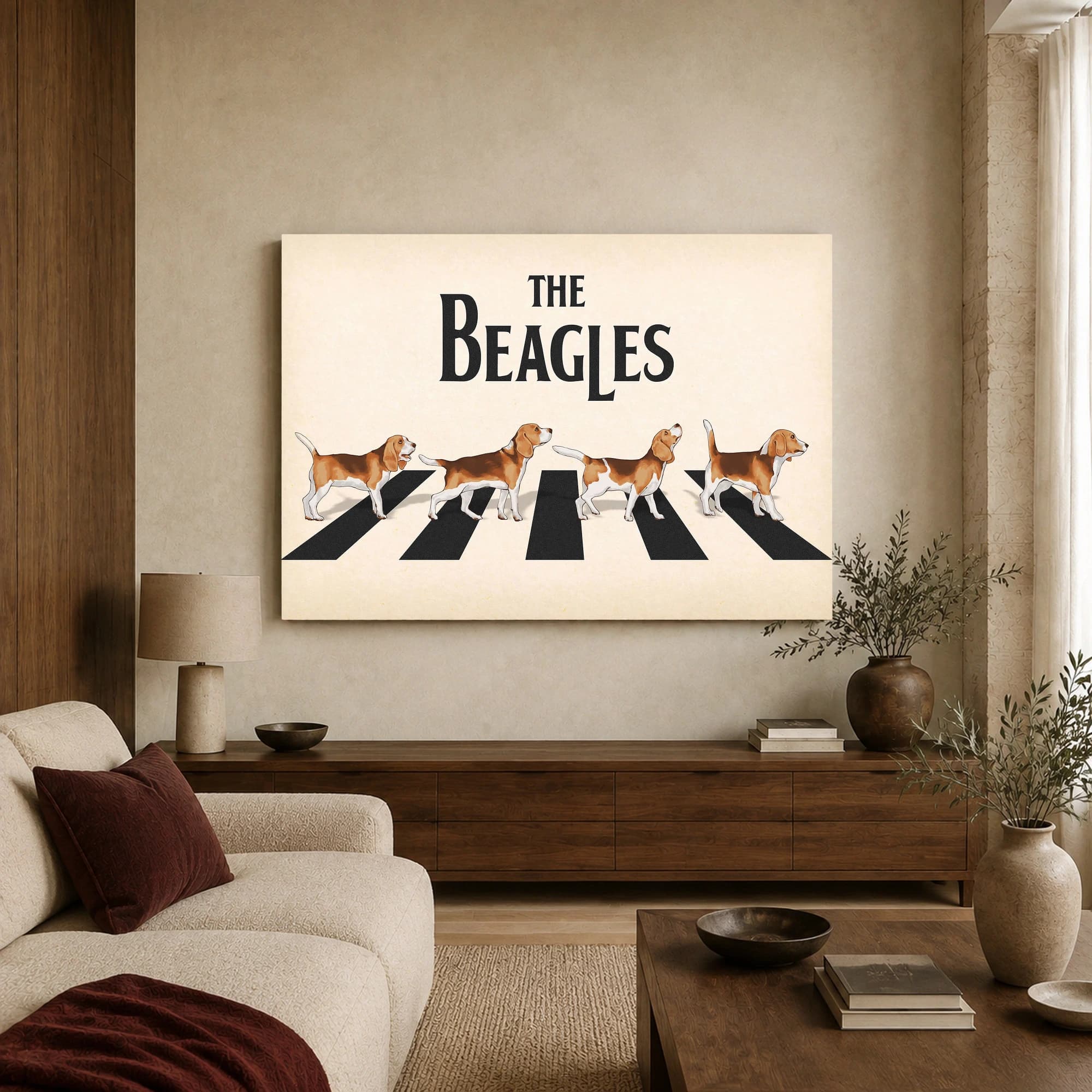 The Beagles Abbey Road Dog Parody Canvas Print, view 2