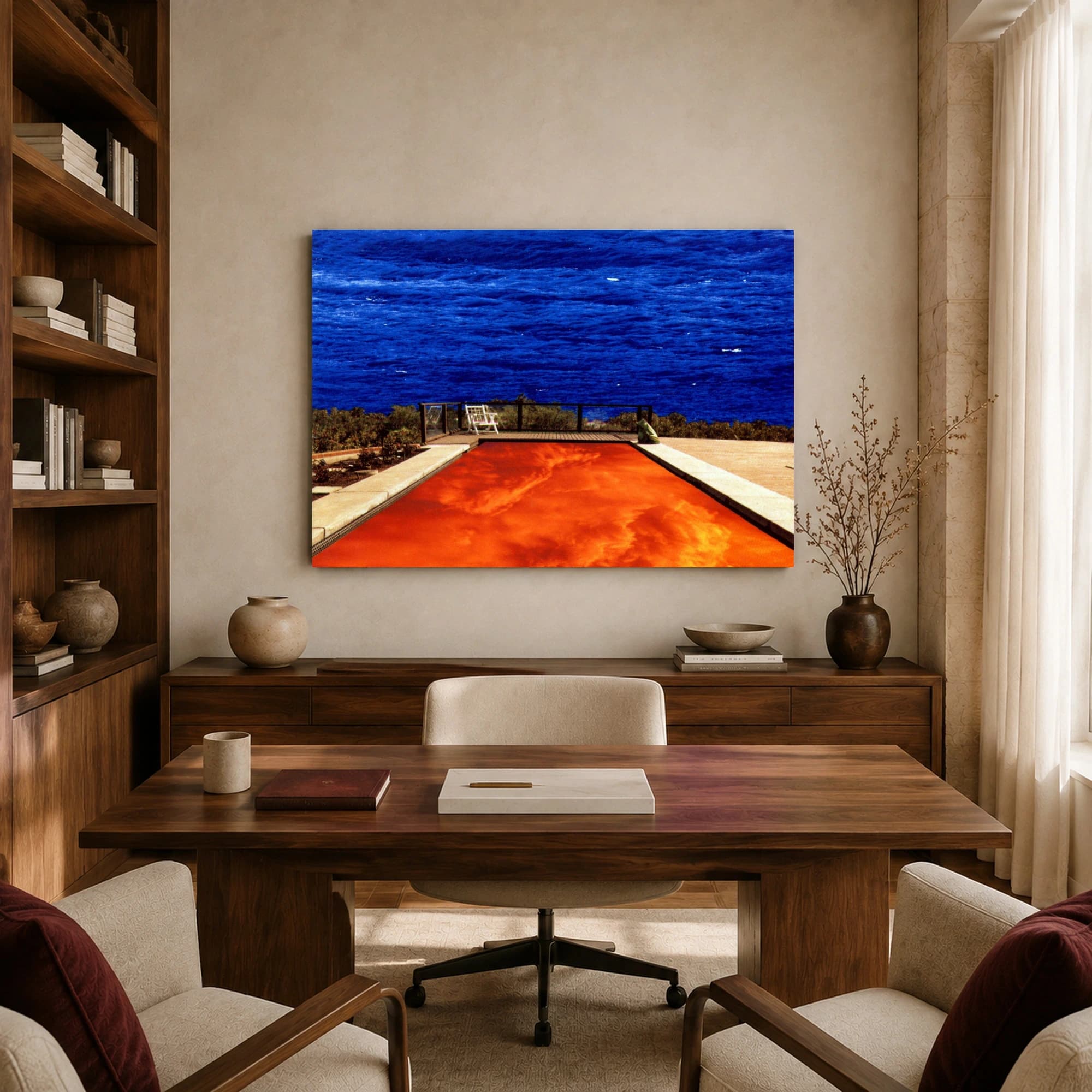 Surreal Ocean and Fiery Pool Coastal Wall Art, view 8