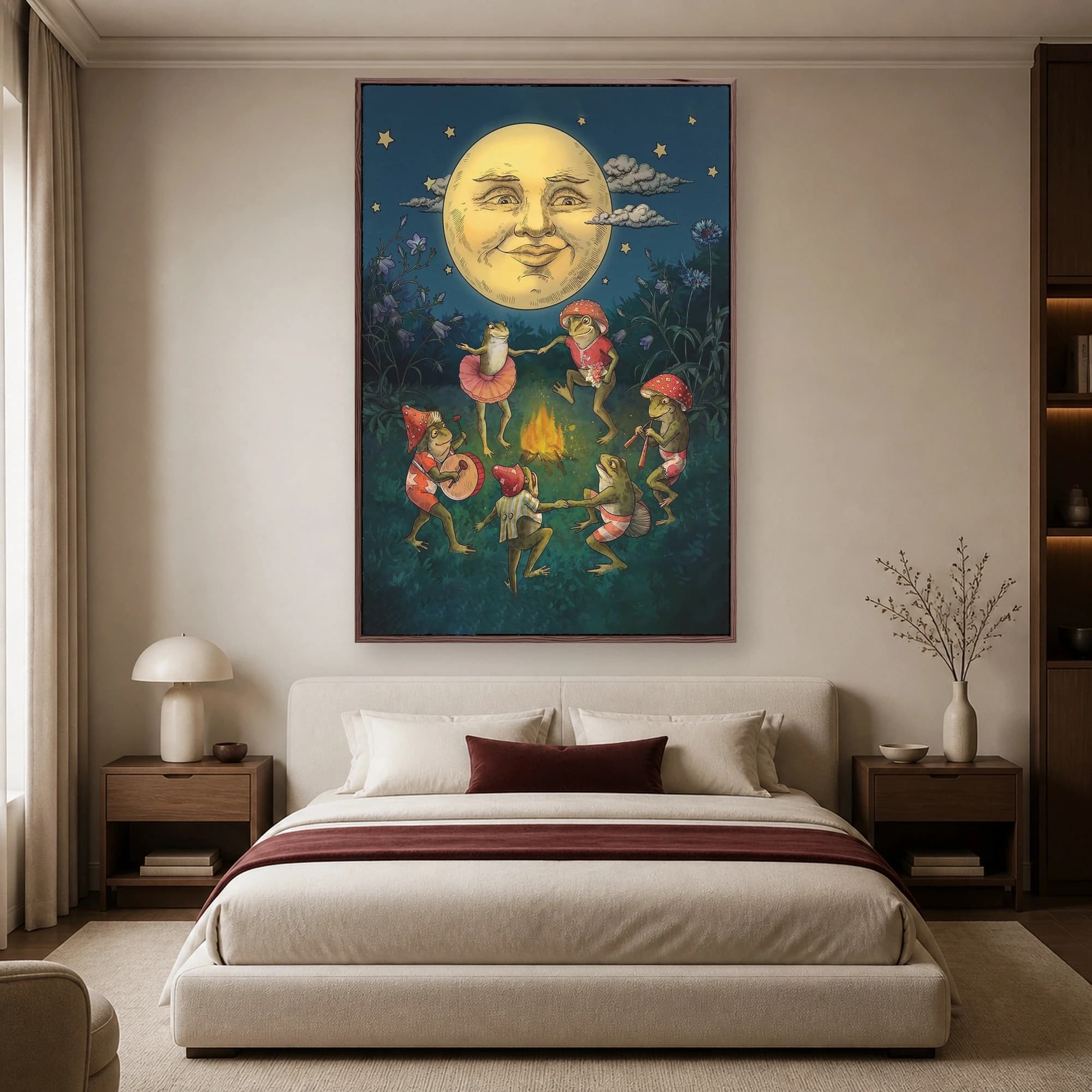 Midnight Frog Dance Under the Smiling Moon Canvas, view 8