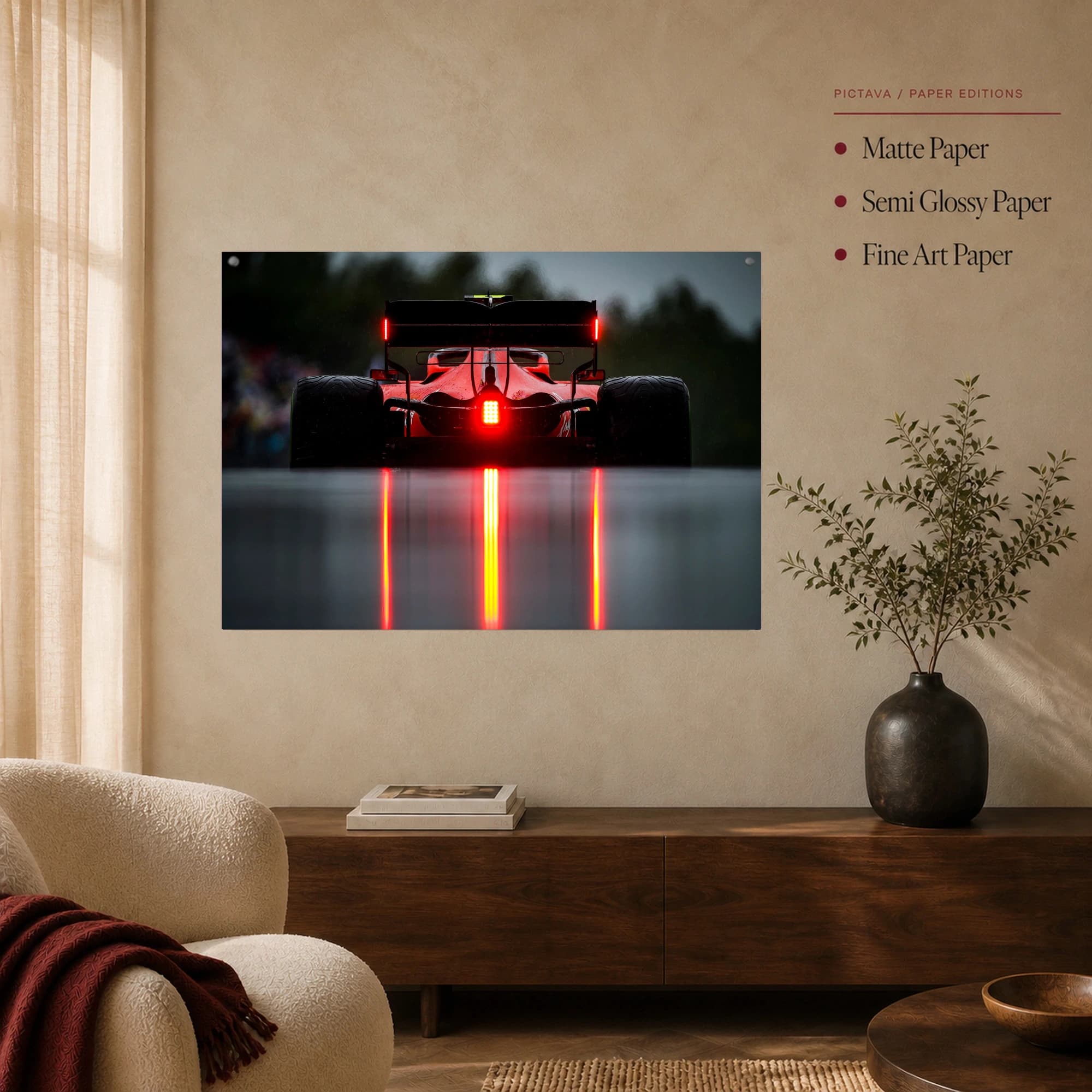 Formula One Wet Race Rear View Canvas Print, view 3