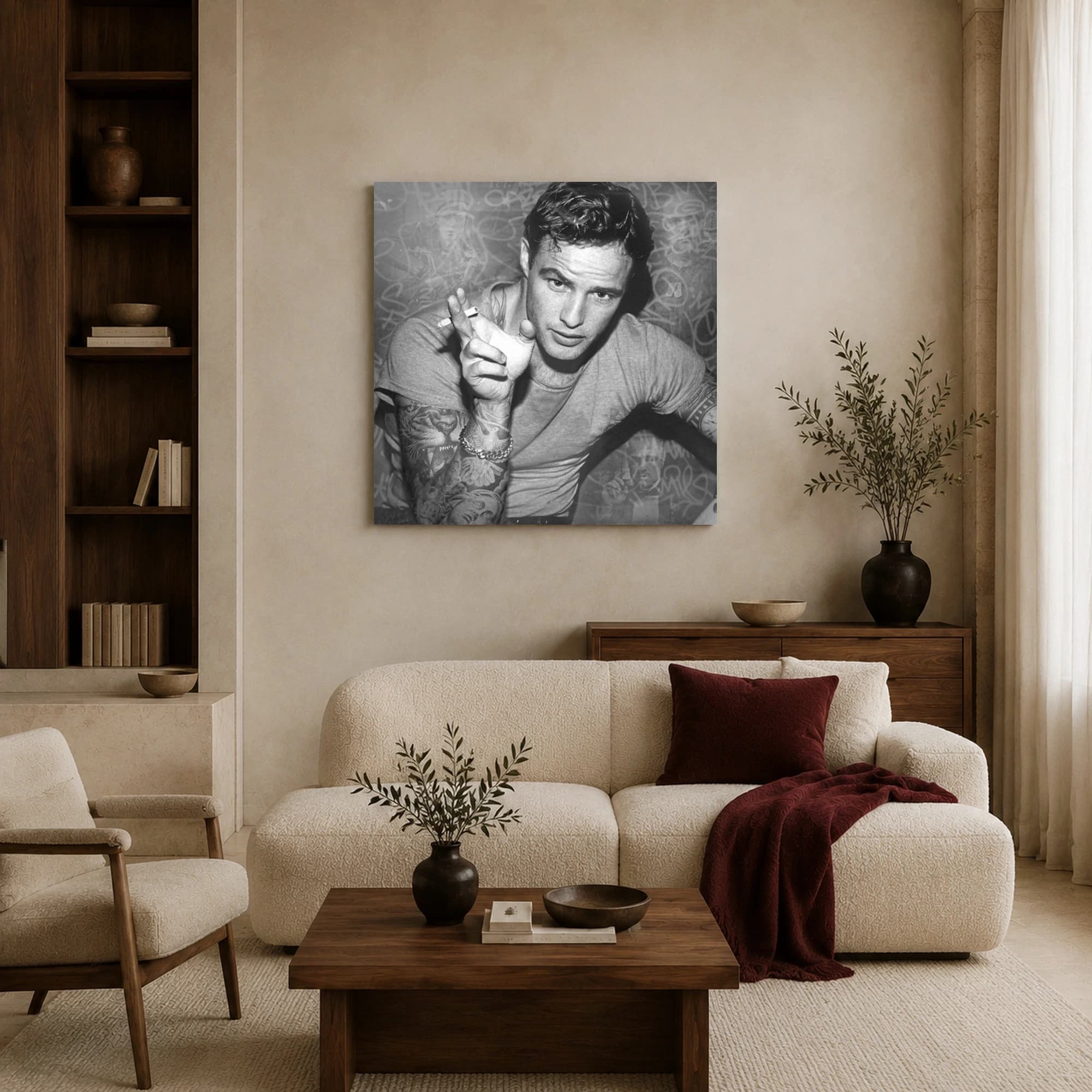 Marlon Brando Rebel Icon Black and White Wall Art, view 4