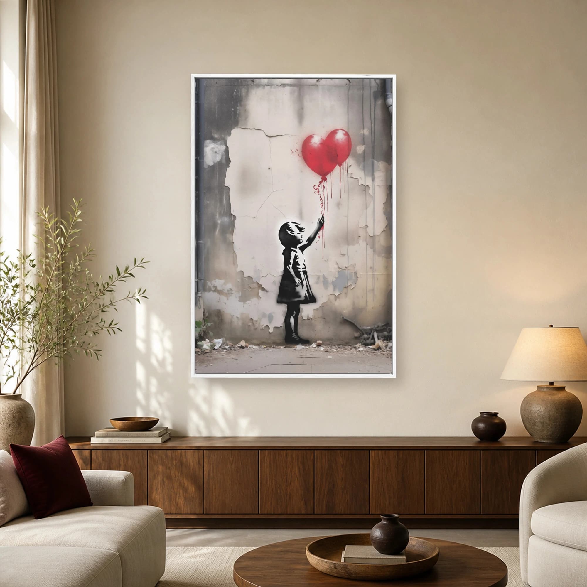 Girl with Red Balloon Urban Street Art Canvas Print, view 2