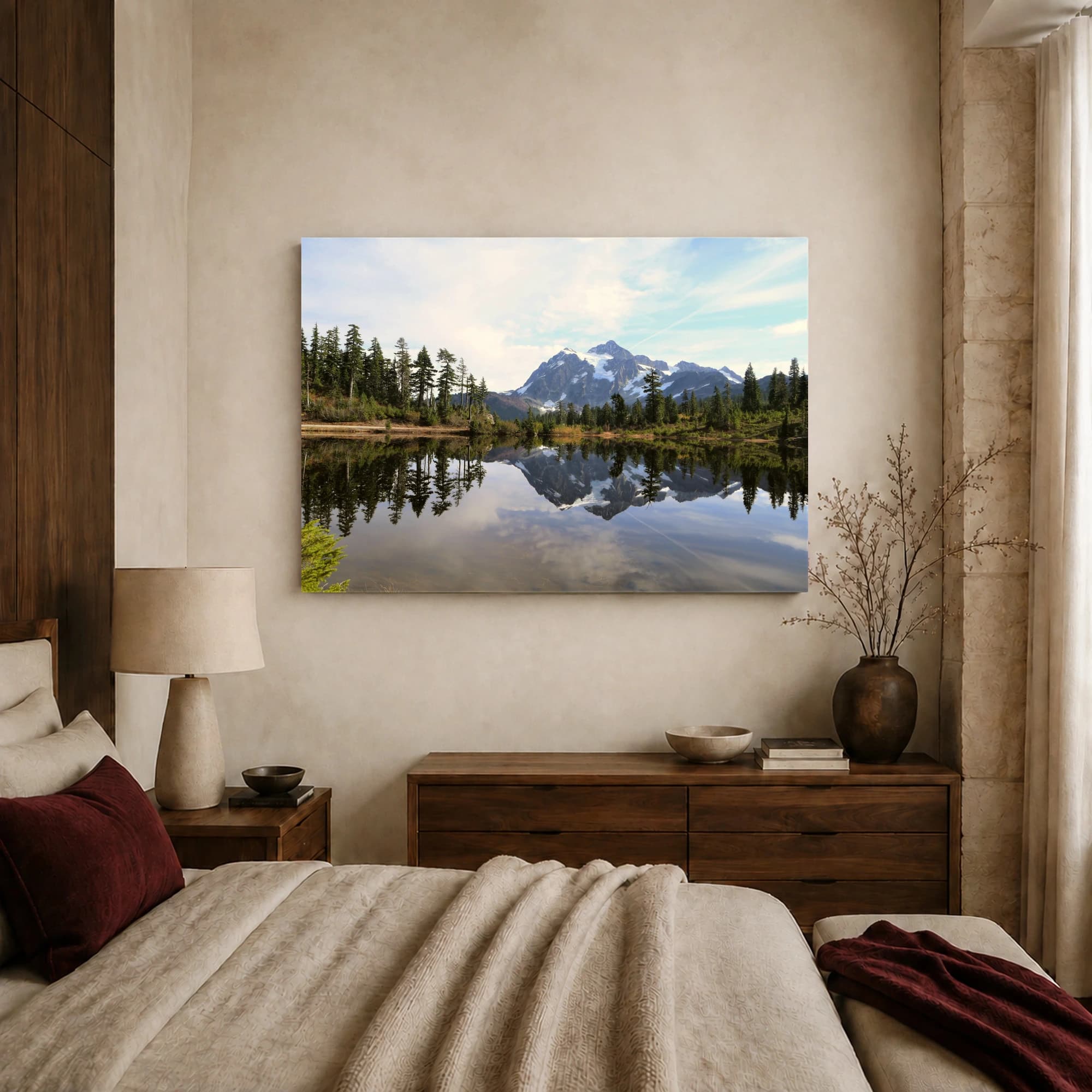 Alpine Mirror Reflection Mountain Landscape Canvas Print, view 8