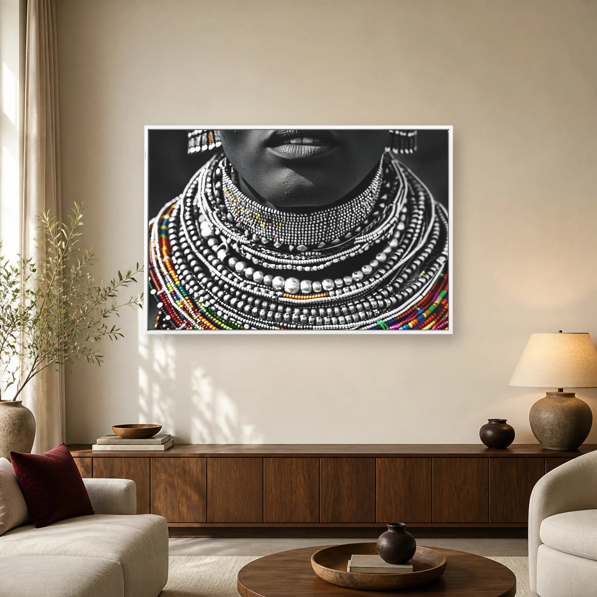 Beaded Heritage Elegance Fine Art Portrait Print, view 2