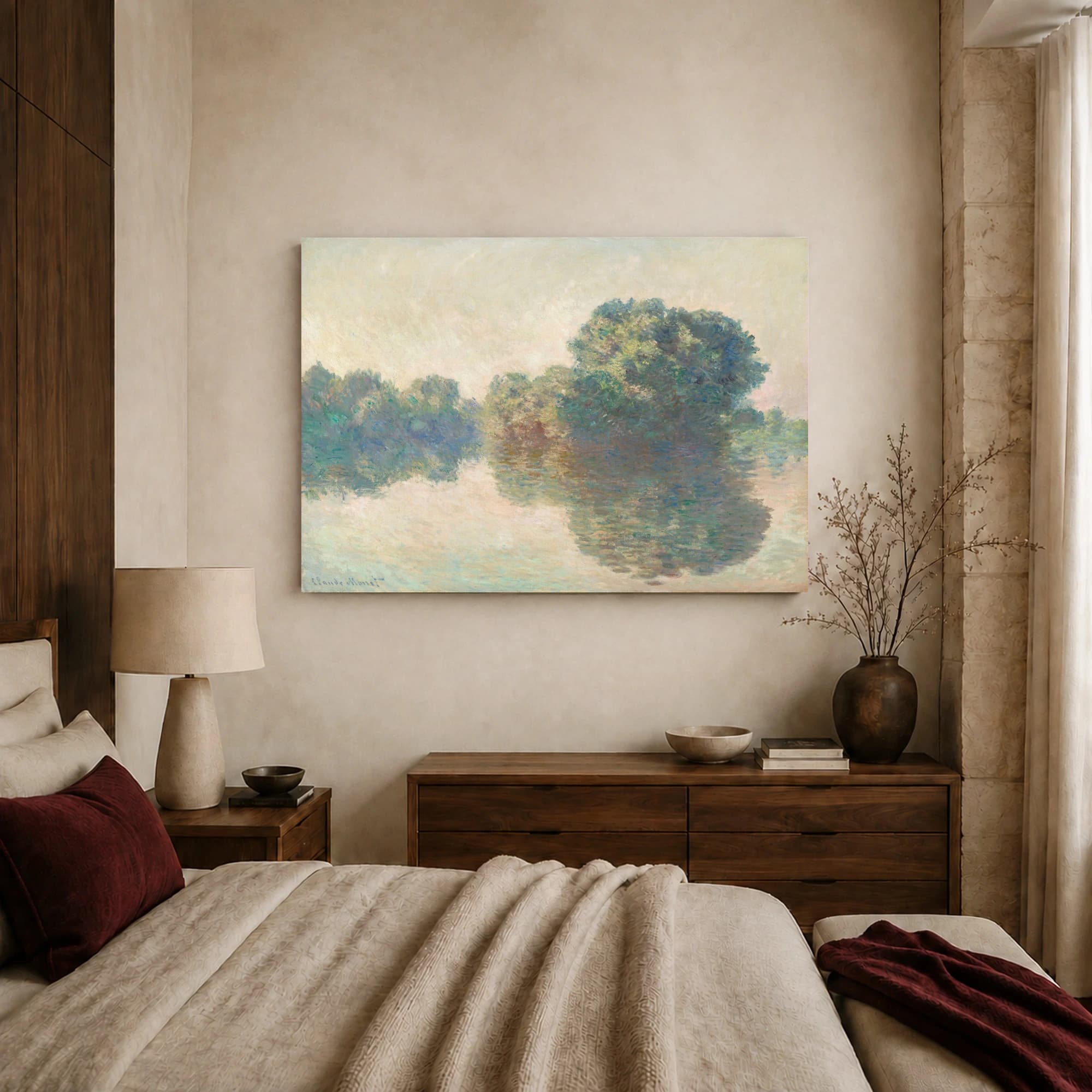 Trees on the River Bank – Impressionist Canvas Print, view 6