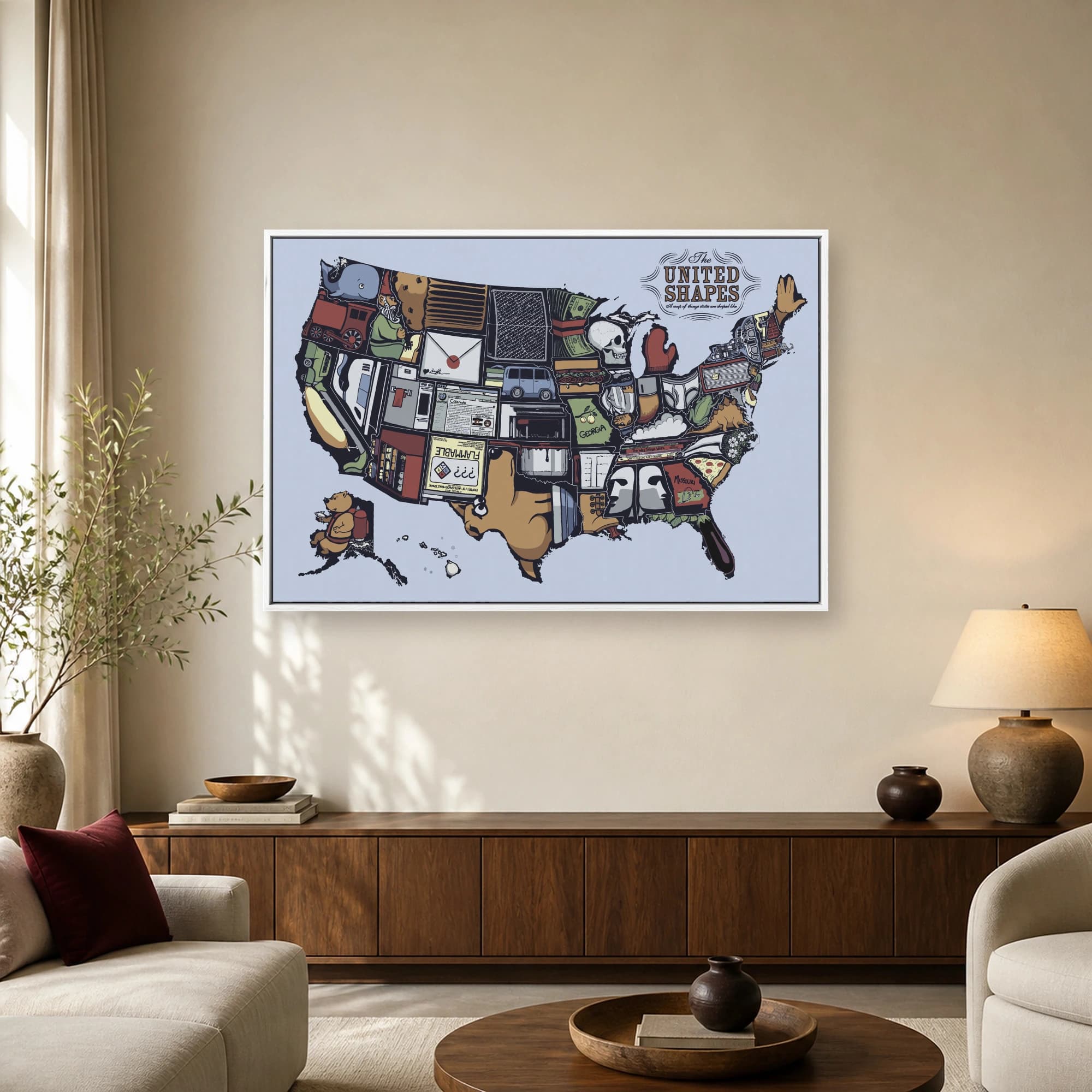 The United Shapes Whimsical Map Art Print, view 2