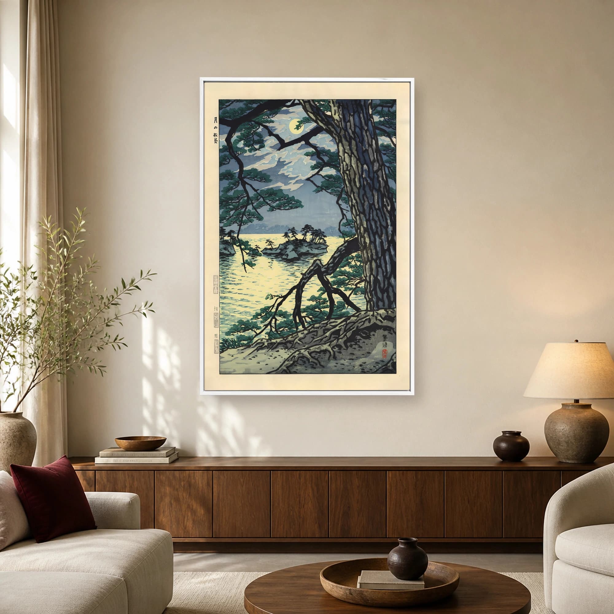 Moon over Matsushima Japanese Woodblock Print Wall Art, view 2