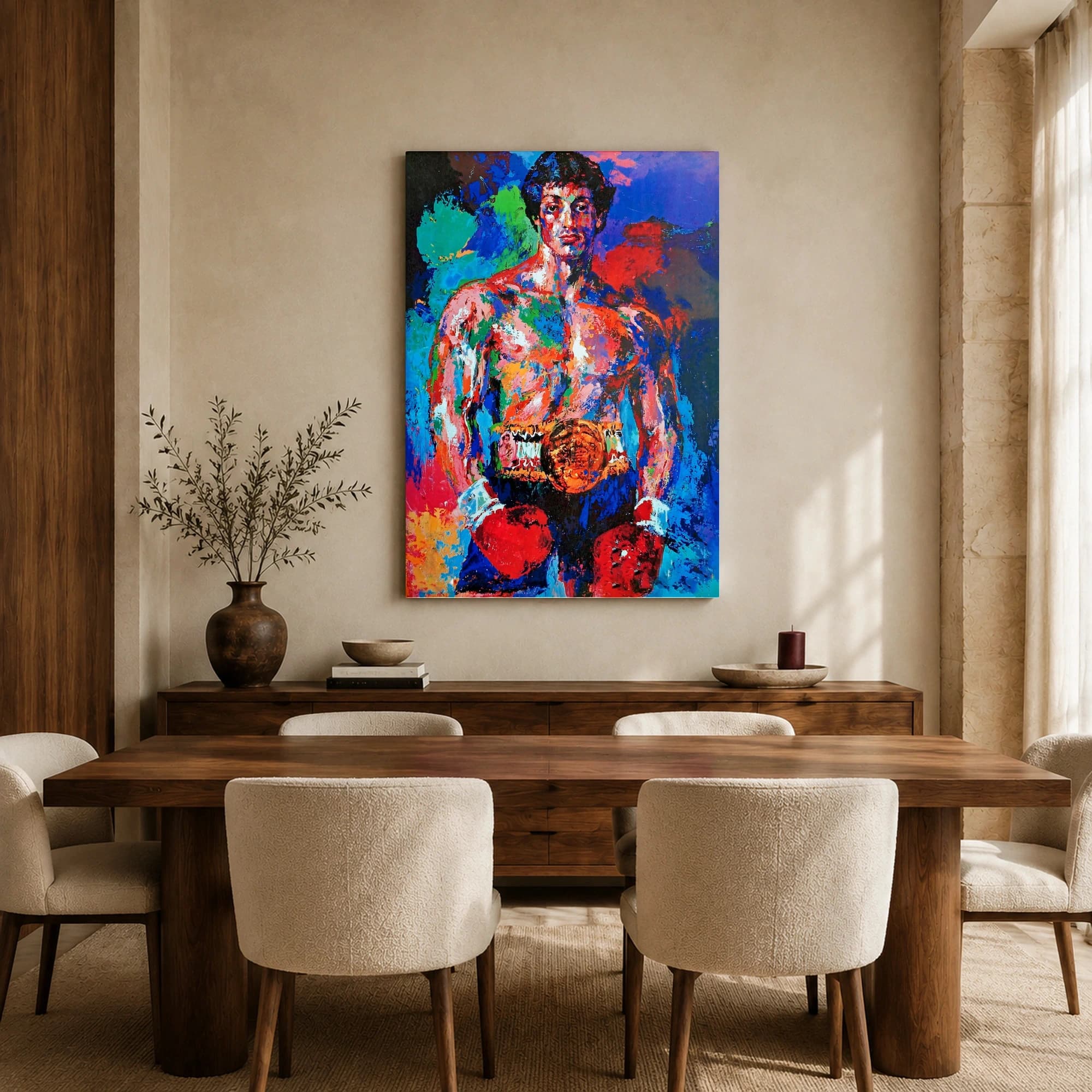 Rocky Champion Boxer Colorful Impasto Wall Art, view 5