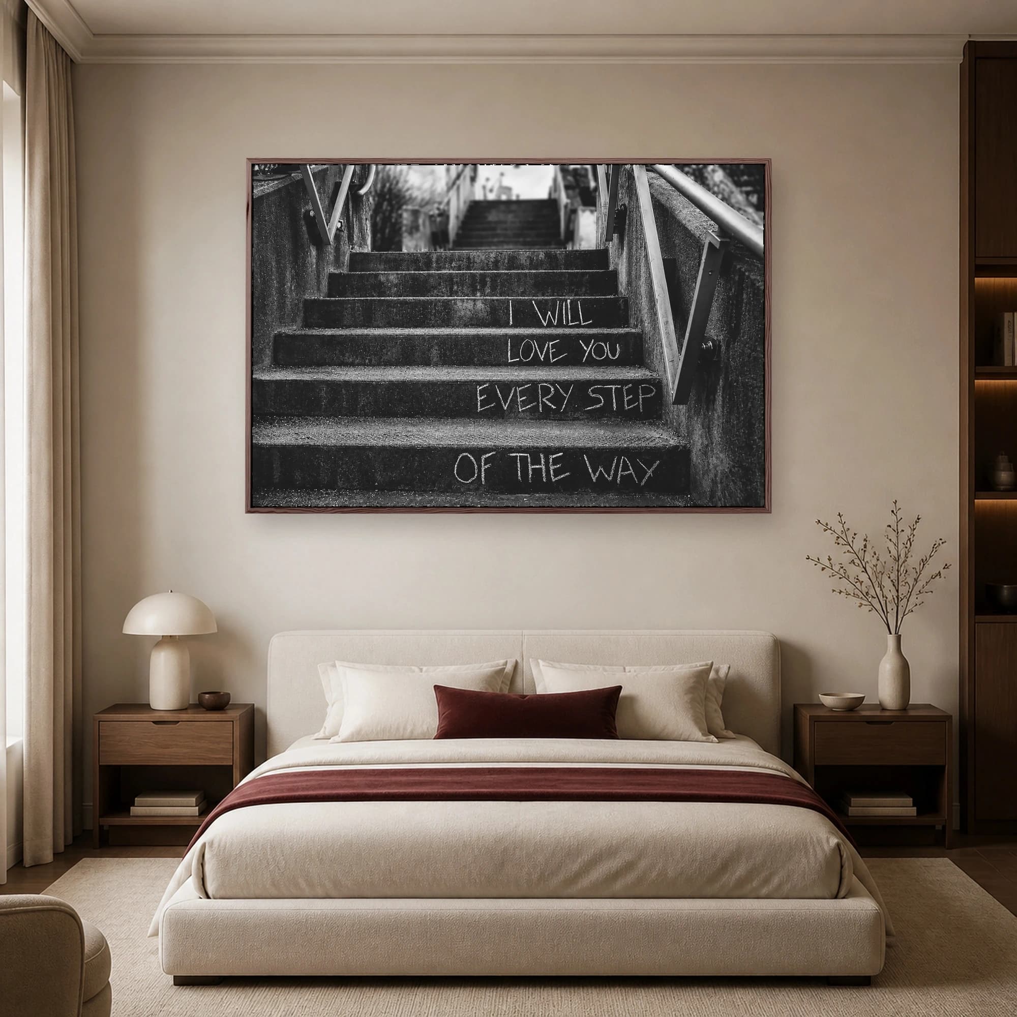 Every Step of the Way Black and White Concrete Staircase Art Print, view 6