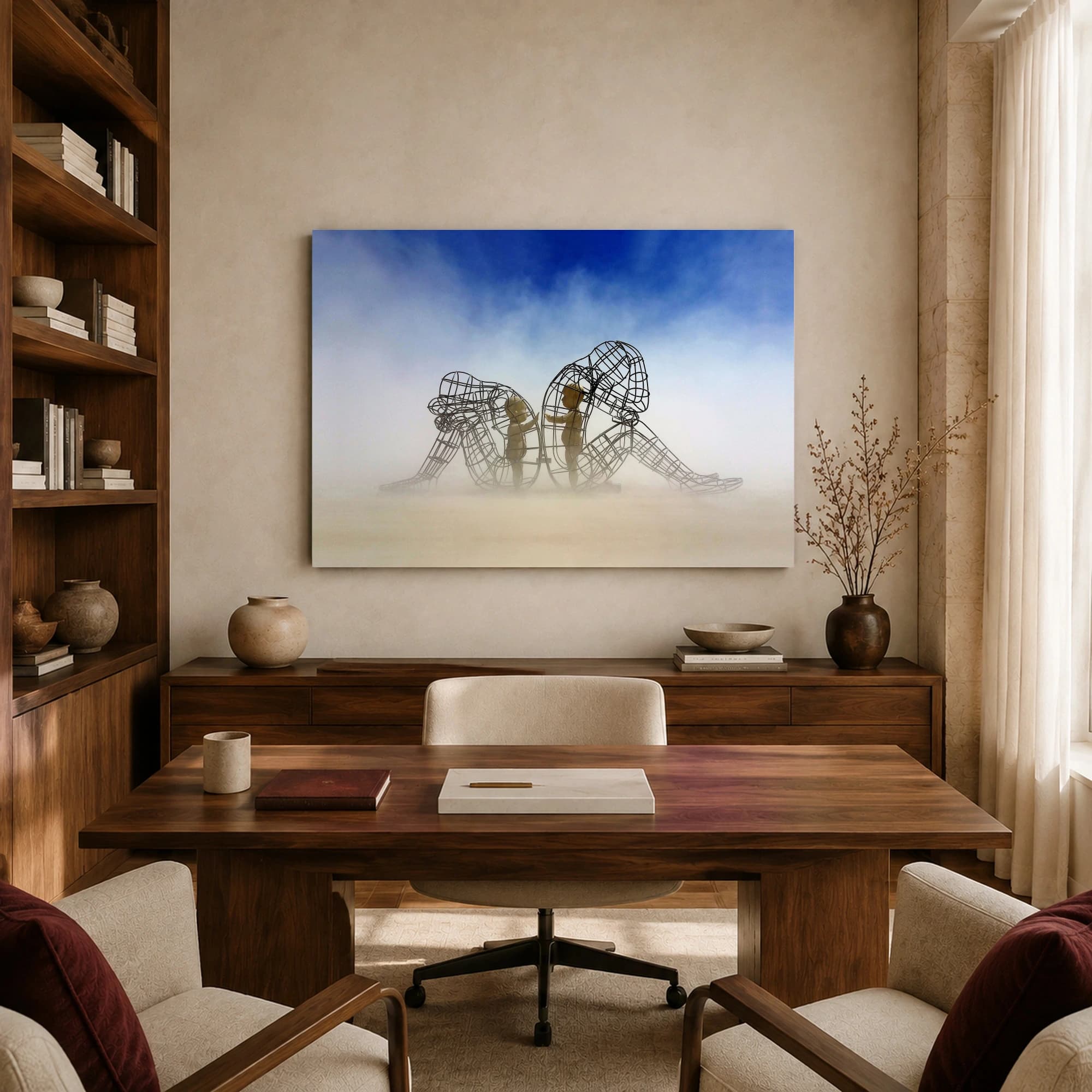 Wireframe Statues Desert Art Print, view 8