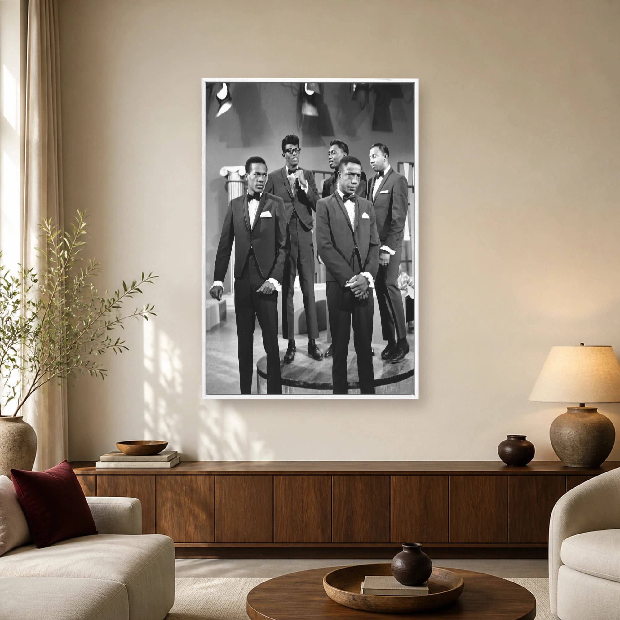 The Temptations Vintage Black and White Motown Wall Art Print, view 2