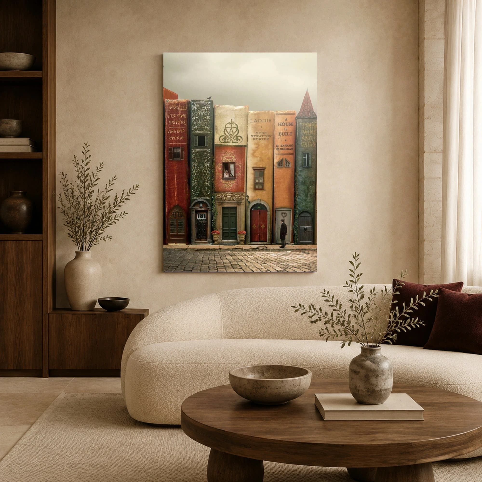 Literary Row Surrealist Book Architecture Canvas Art, view 4