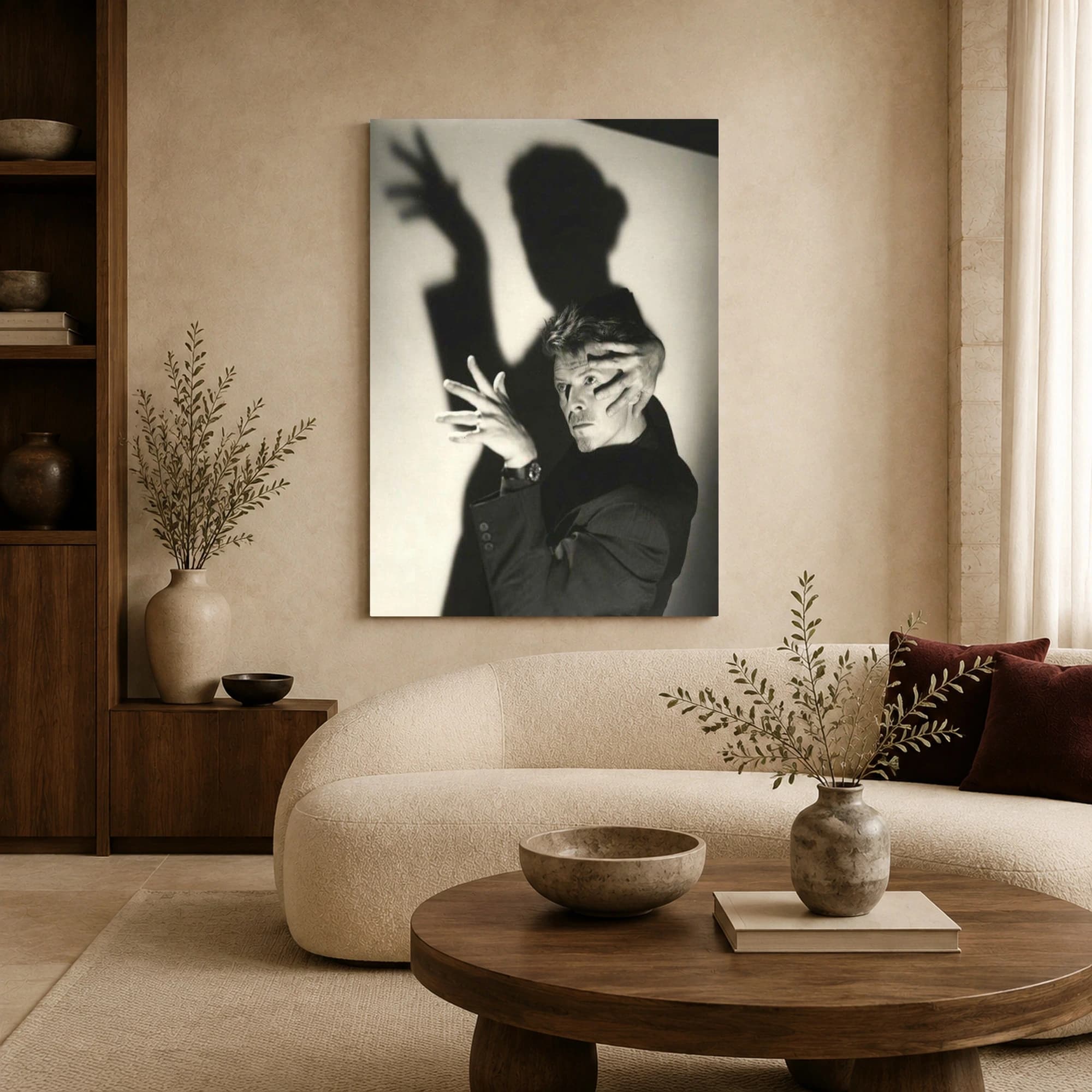David Bowie Dramatic Shadow Black and White Photography Print, view 5