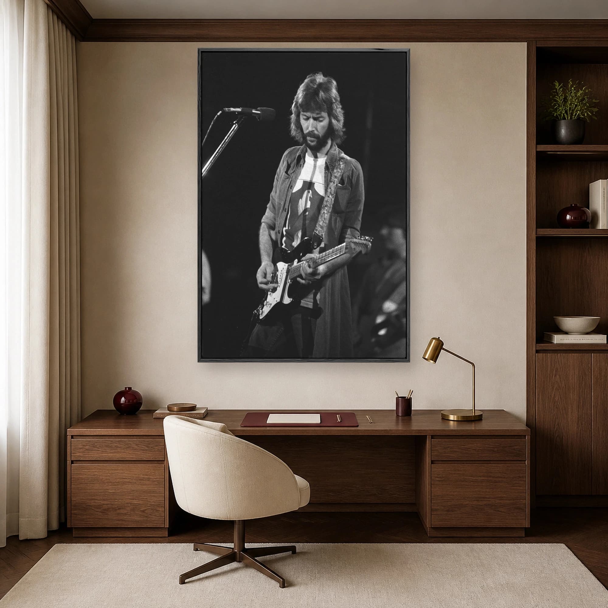 Eric Clapton Live Performance Vintage Black and White Wall Art, view 7