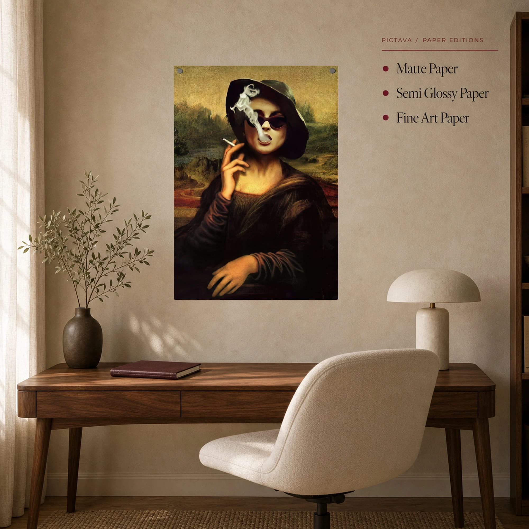 Mona Lisa Smoking a Cigarette Canvas Print, view 8