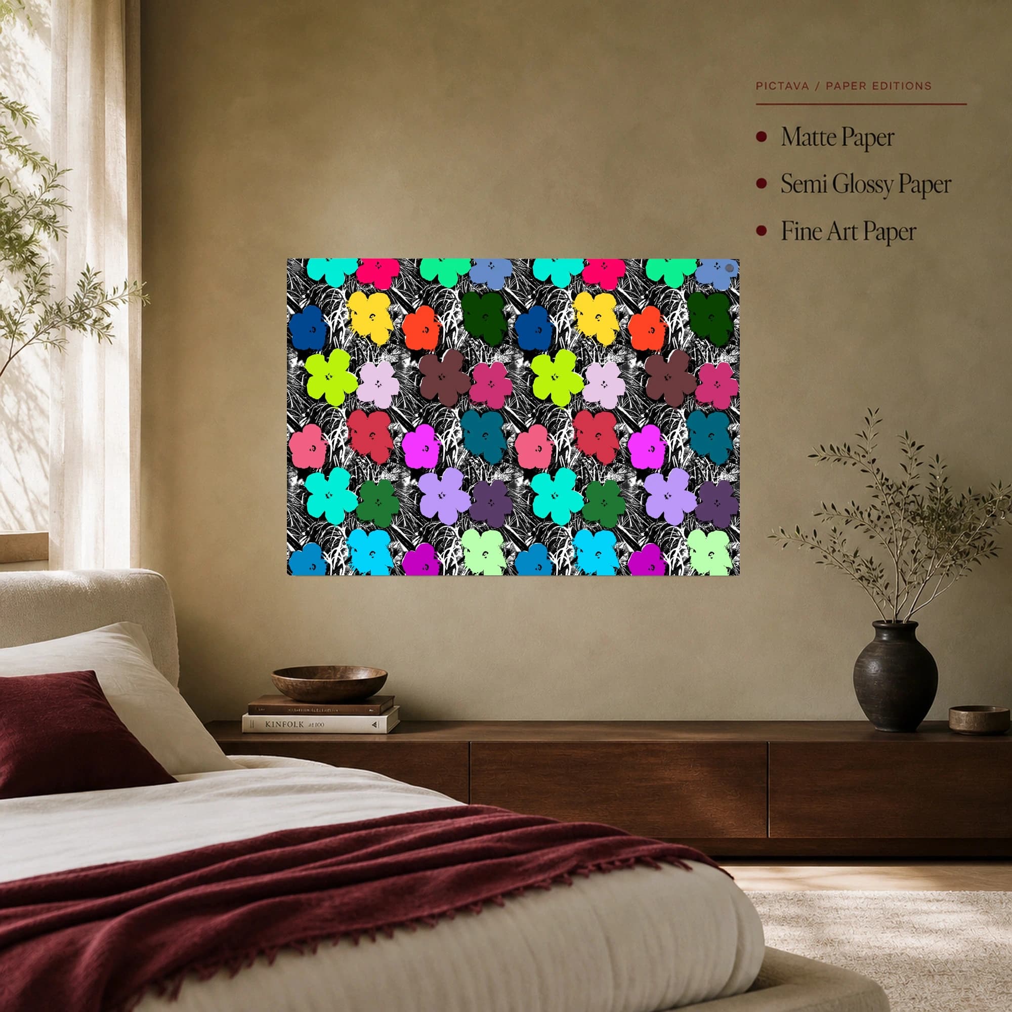 Neon Flower Grid Pop Art Canvas Print, view 7