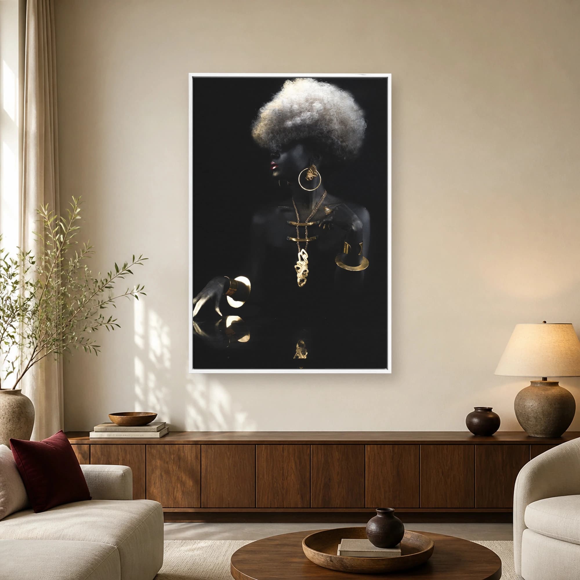 Golden Elegance Fine Art Portrait Canvas Print, view 2