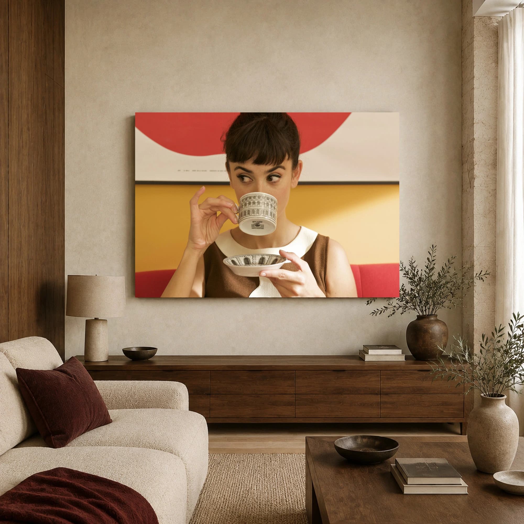 Mid-Century Sip Retro Woman Vintage Wall Art Print, view 3
